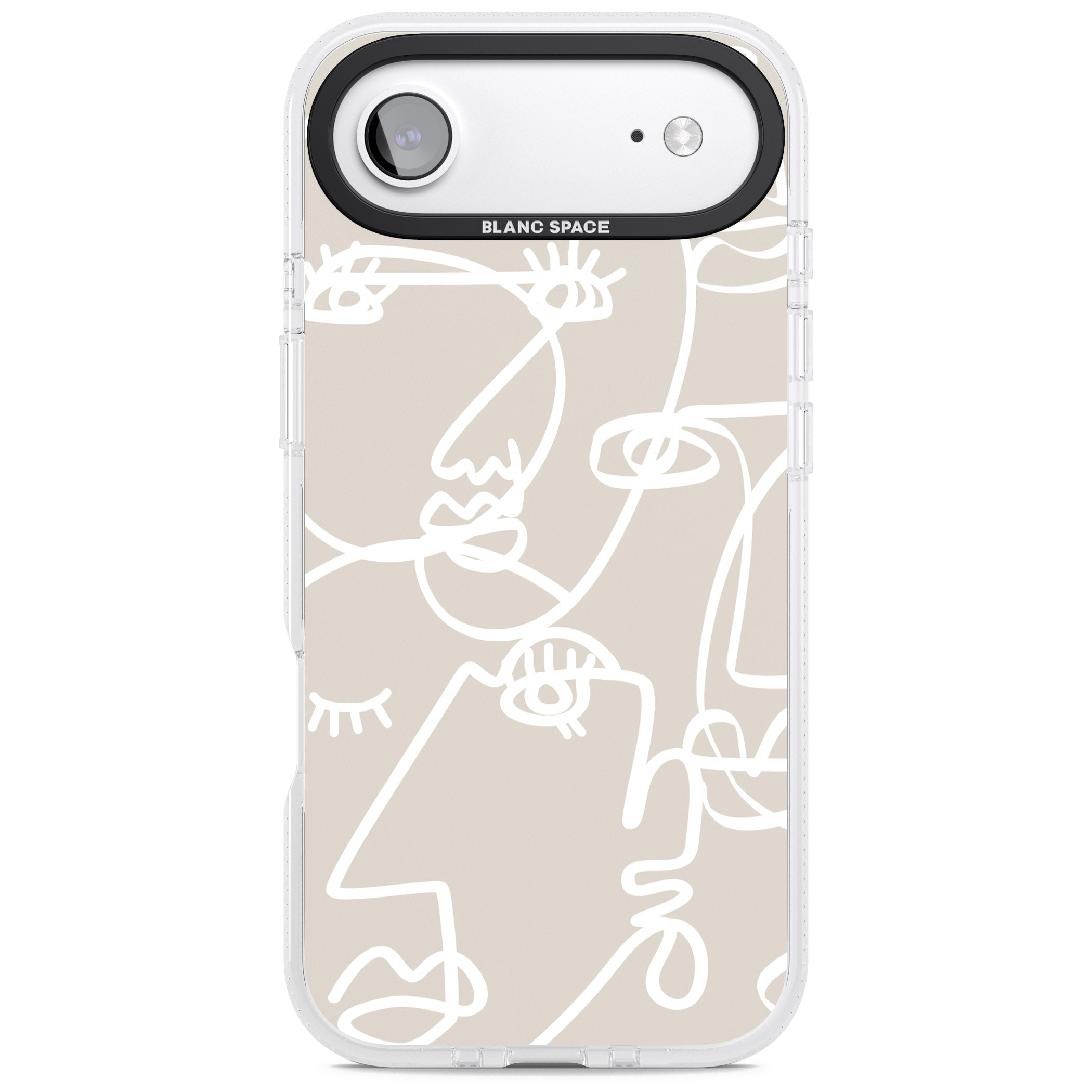 Abstract Line Art White Beige iPhone 17 Air Impact Air Clear Phone Case