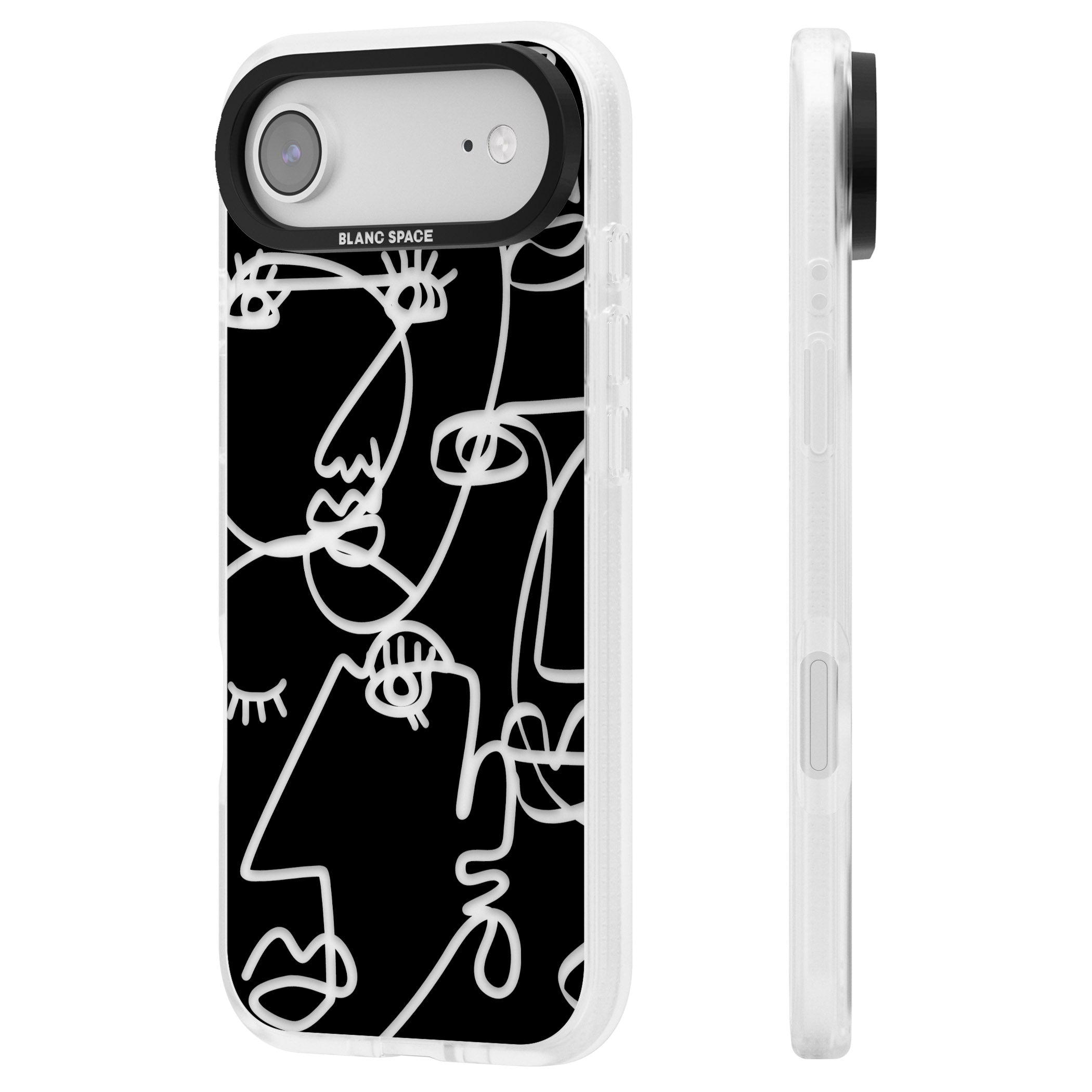 Abstract Line Art Clear Black iPhone 17 Air Impact Air Clear Phone Case Side Profile