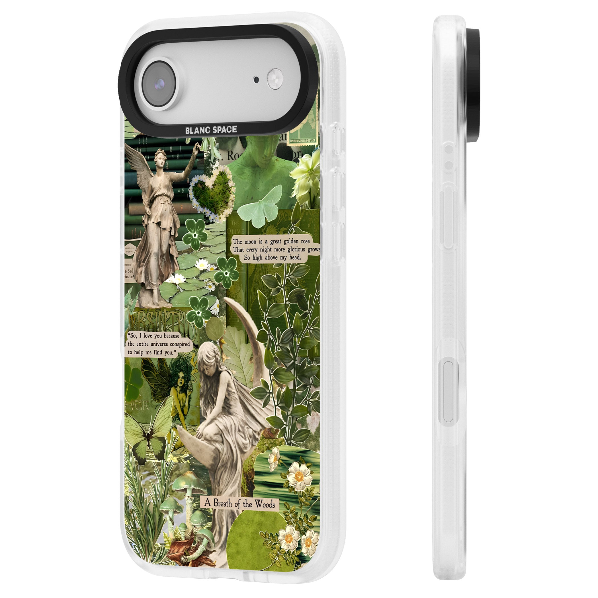 Enchanted Forest Green iPhone 17 Air Impact Air Clear Phone Case Side Profile