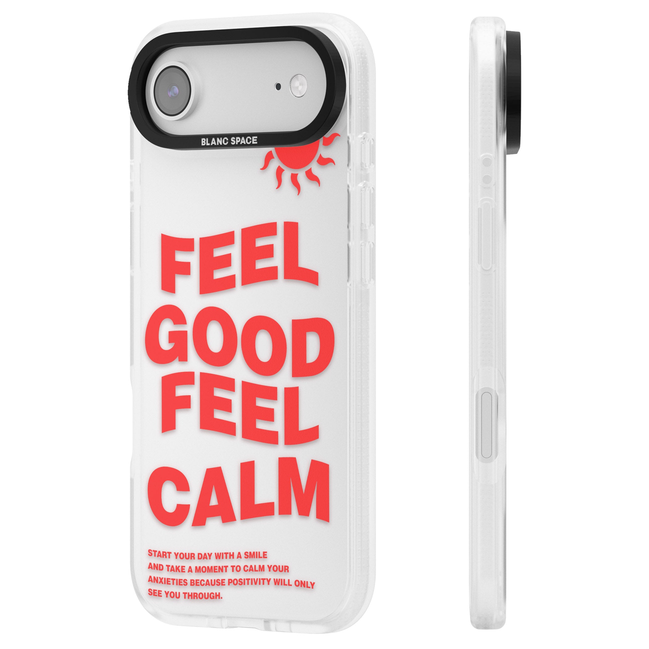 Feel Good Feel Calm (Red) iPhone 17 Air Impact Air Clear Phone Case Side Profile