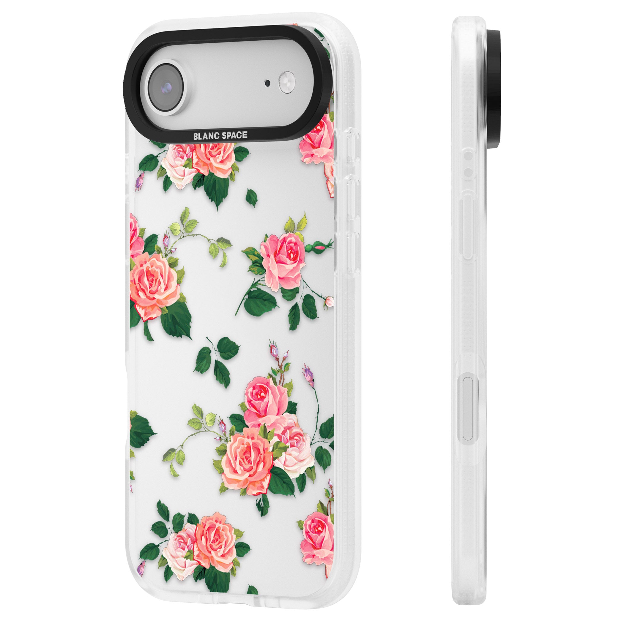 Pink Roses iPhone 17 Air Impact Air Clear Phone Case Side Profile
