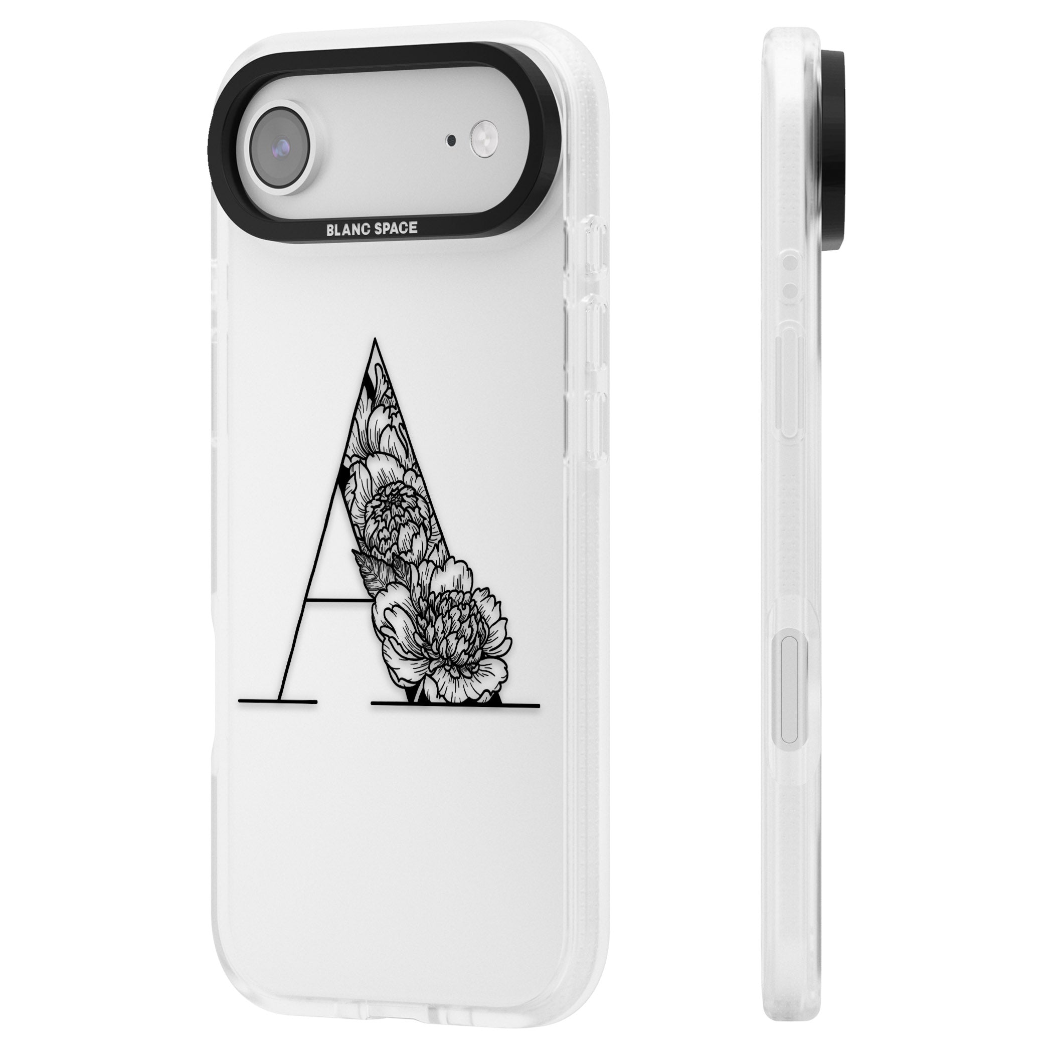 Personalised Floral Monogram iPhone 17 Air Impact Air Clear Phone Case Side Profile