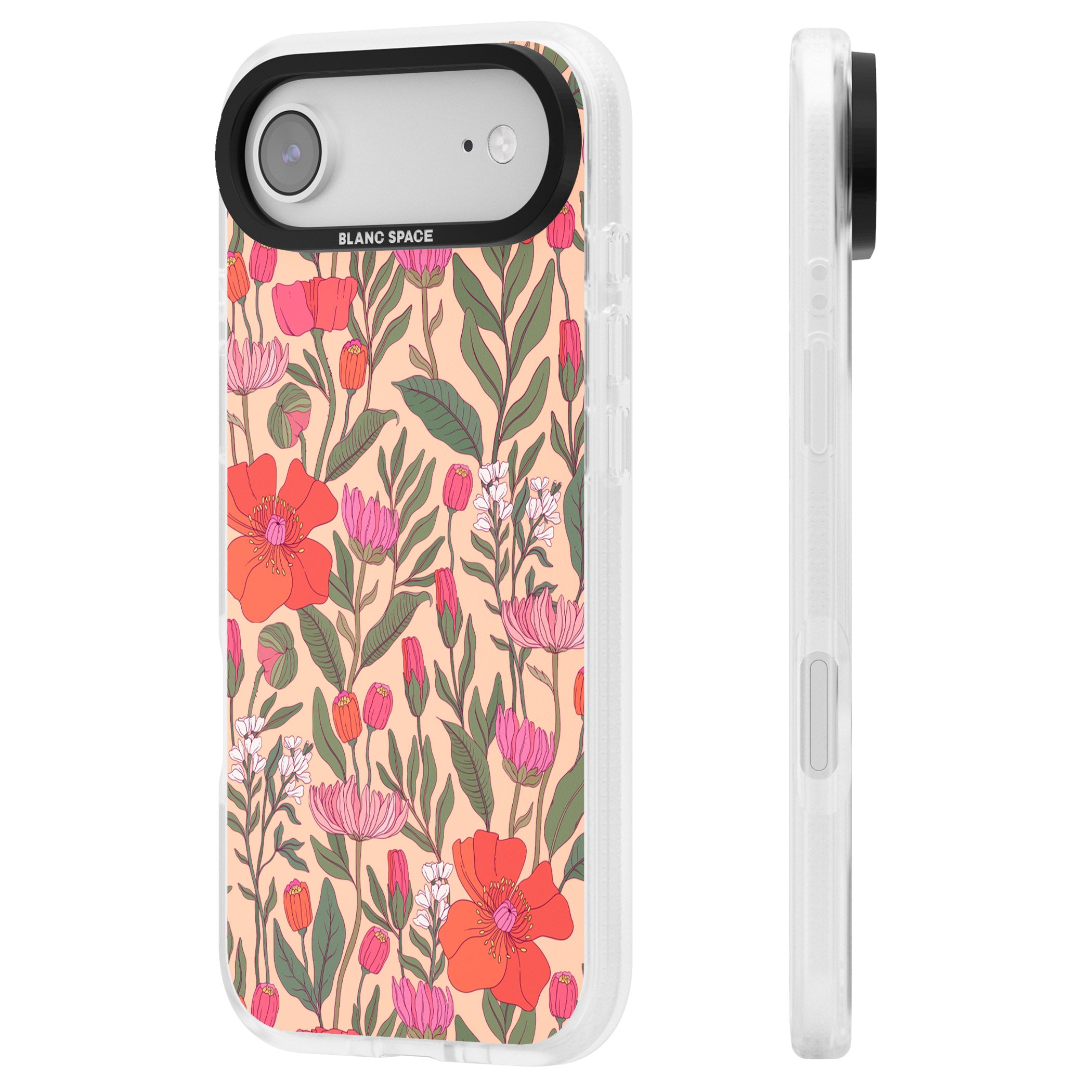 Peachy Floral Background iPhone 17 Air Impact Air Clear Phone Case Side Profile