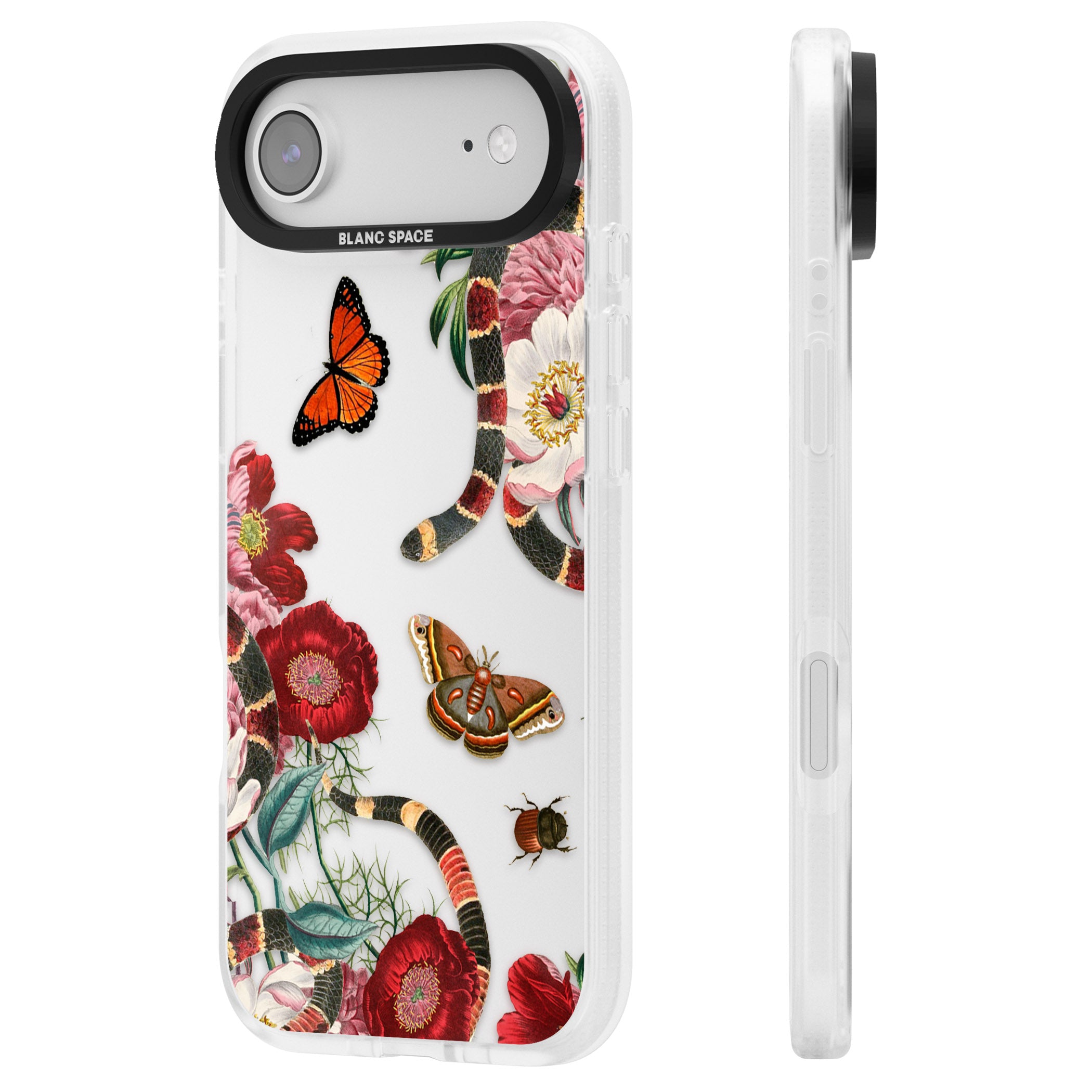 Botanical Snake iPhone 17 Air Impact Air Clear Phone Case Side Profile