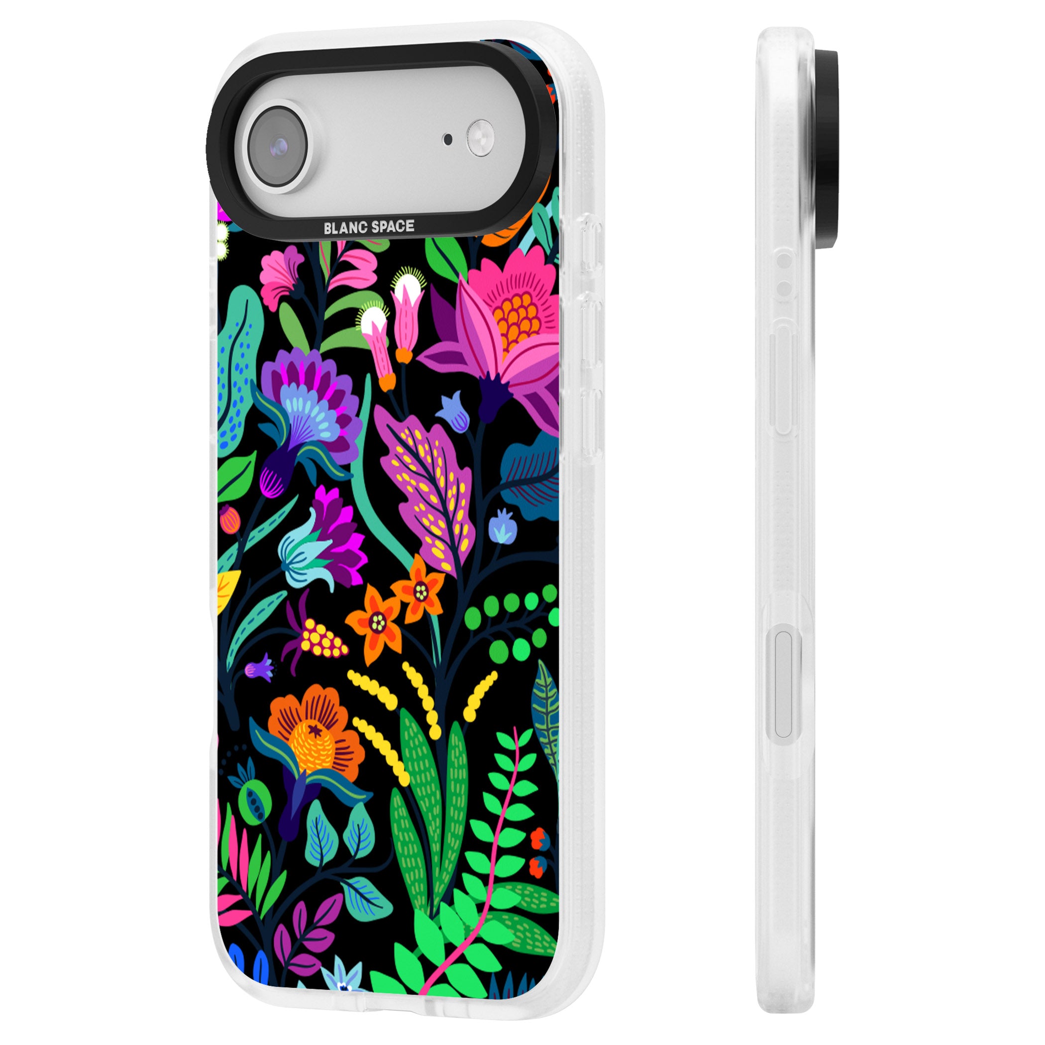 Floral Vibe (Black) iPhone 17 Air Impact Air Clear Phone Case Side Profile