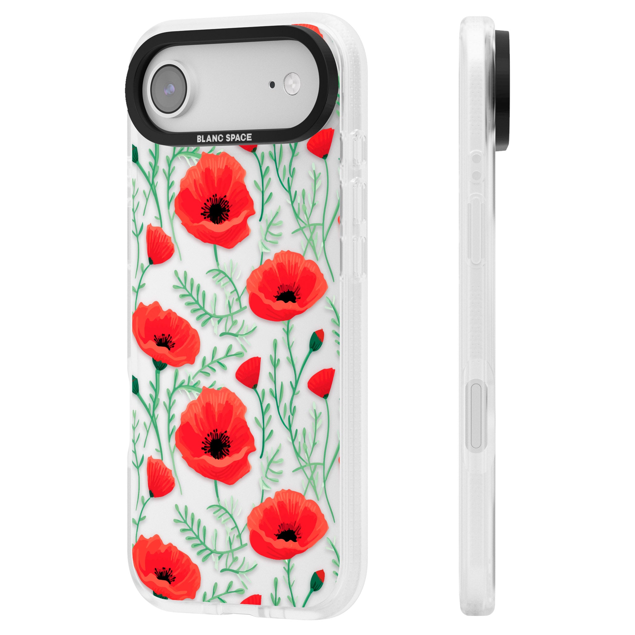 Poppy Garden iPhone 17 Air Impact Air Clear Phone Case Side Profile