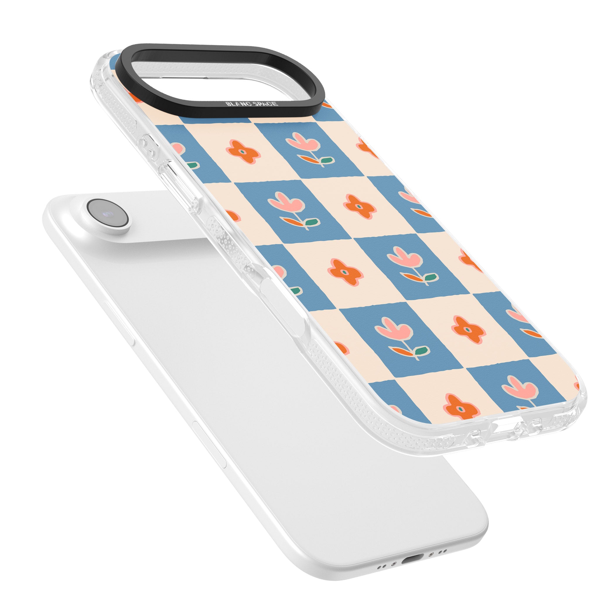 Vintage Bloom Checkered iPhone 17 Air Impact Air Clear Phone Case Colours