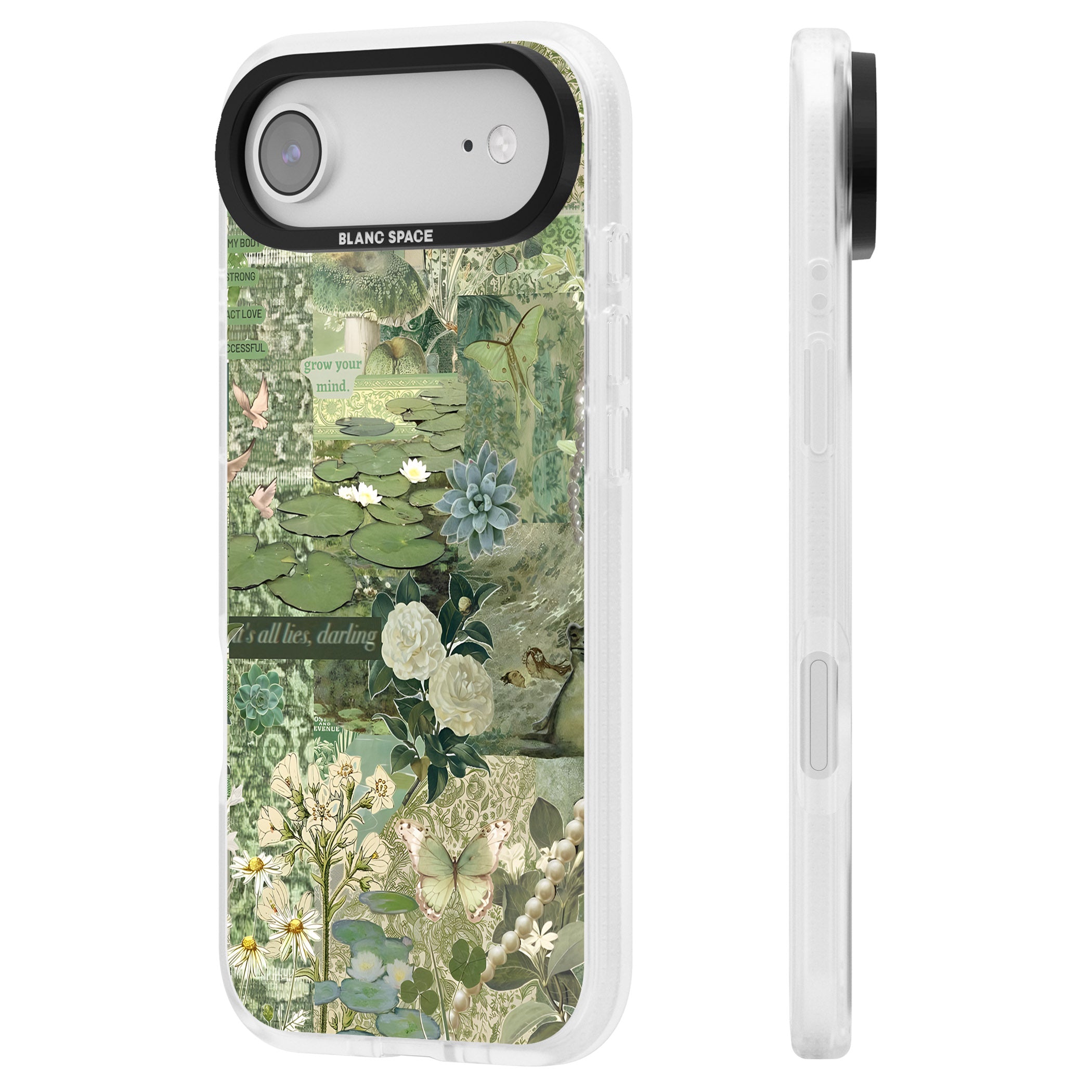 Sage Collage iPhone 17 Air Impact Air Clear Phone Case Side Profile