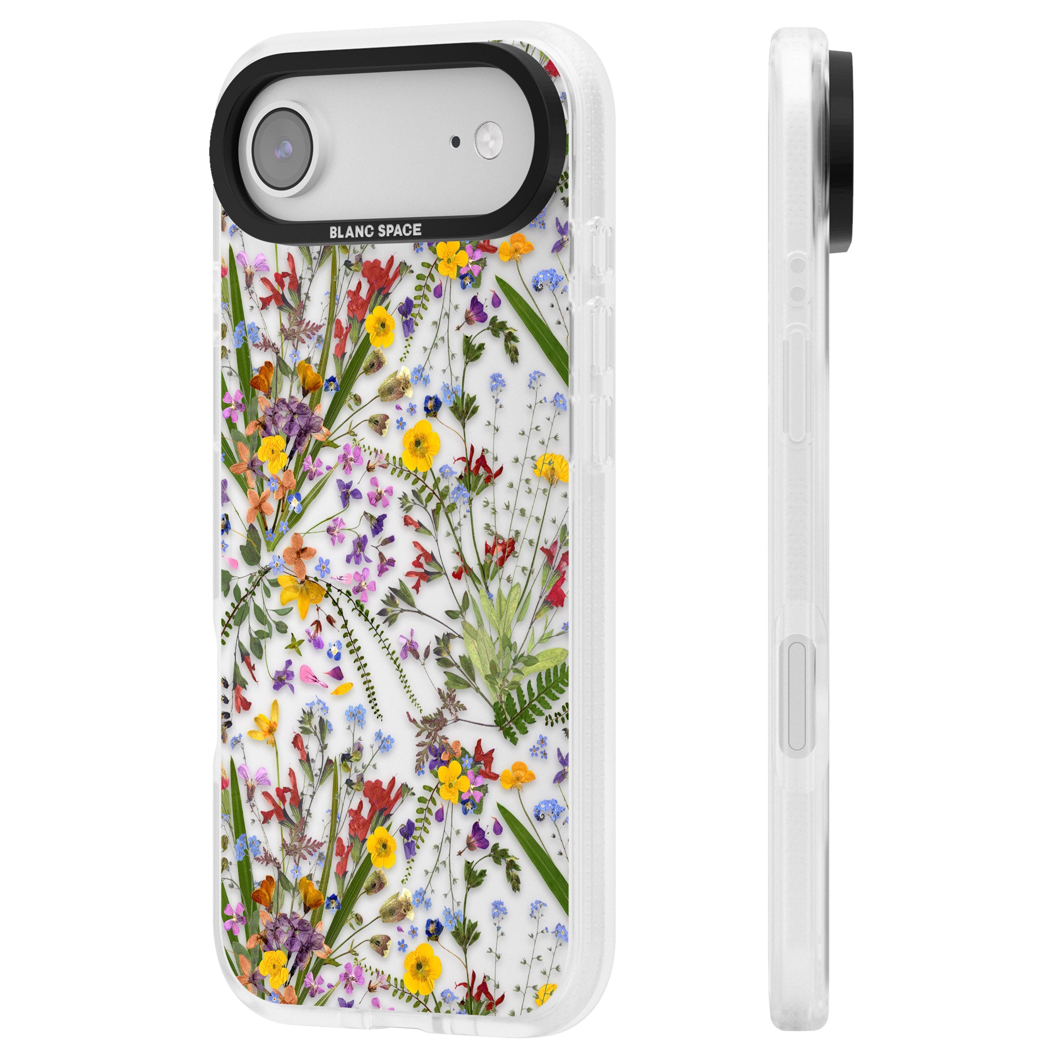 Wildflower & Leaves iPhone 17 Air Impact Air Clear Phone Case Side Profile