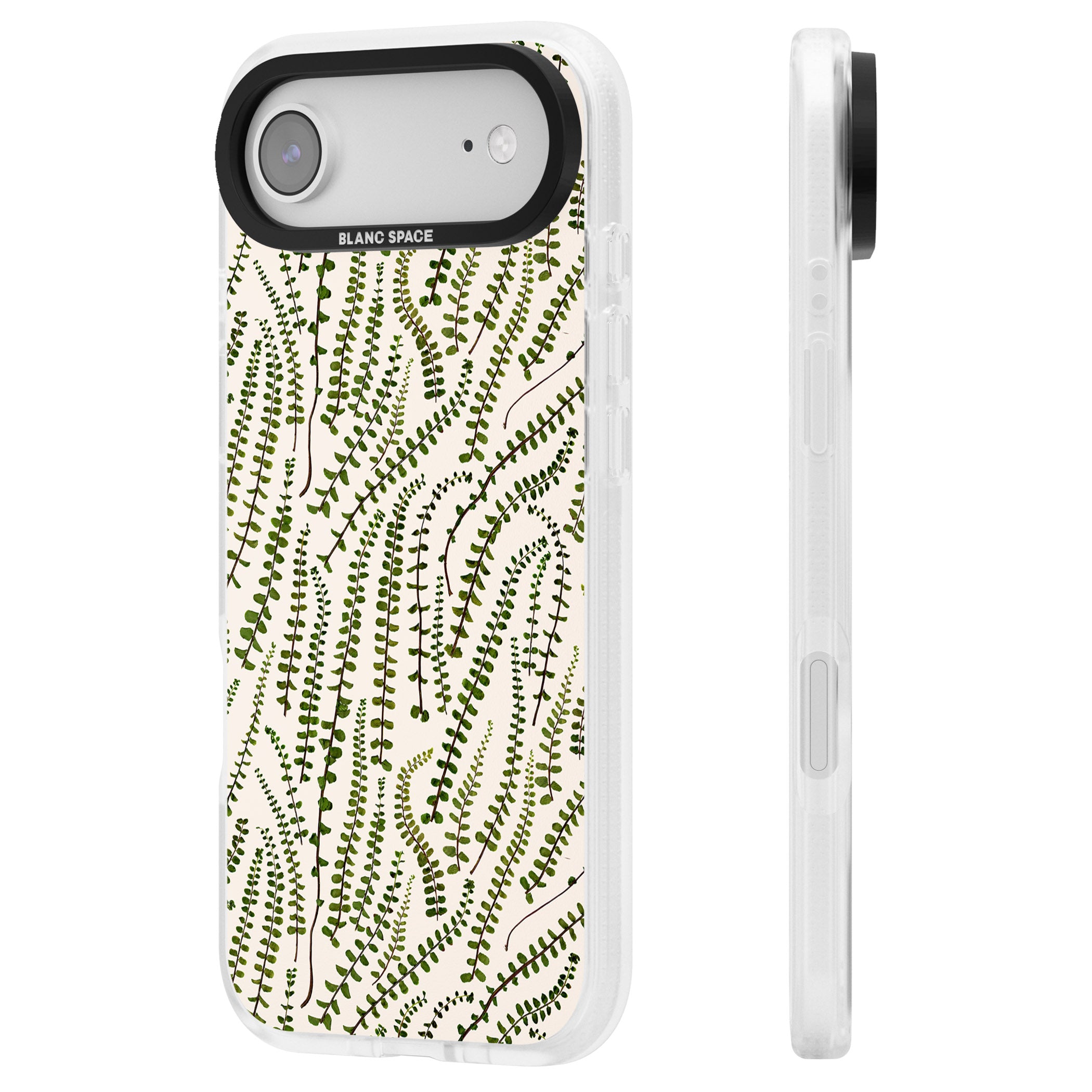Fern Leaf Pattern iPhone 17 Air Impact Air Clear Phone Case Side Profile