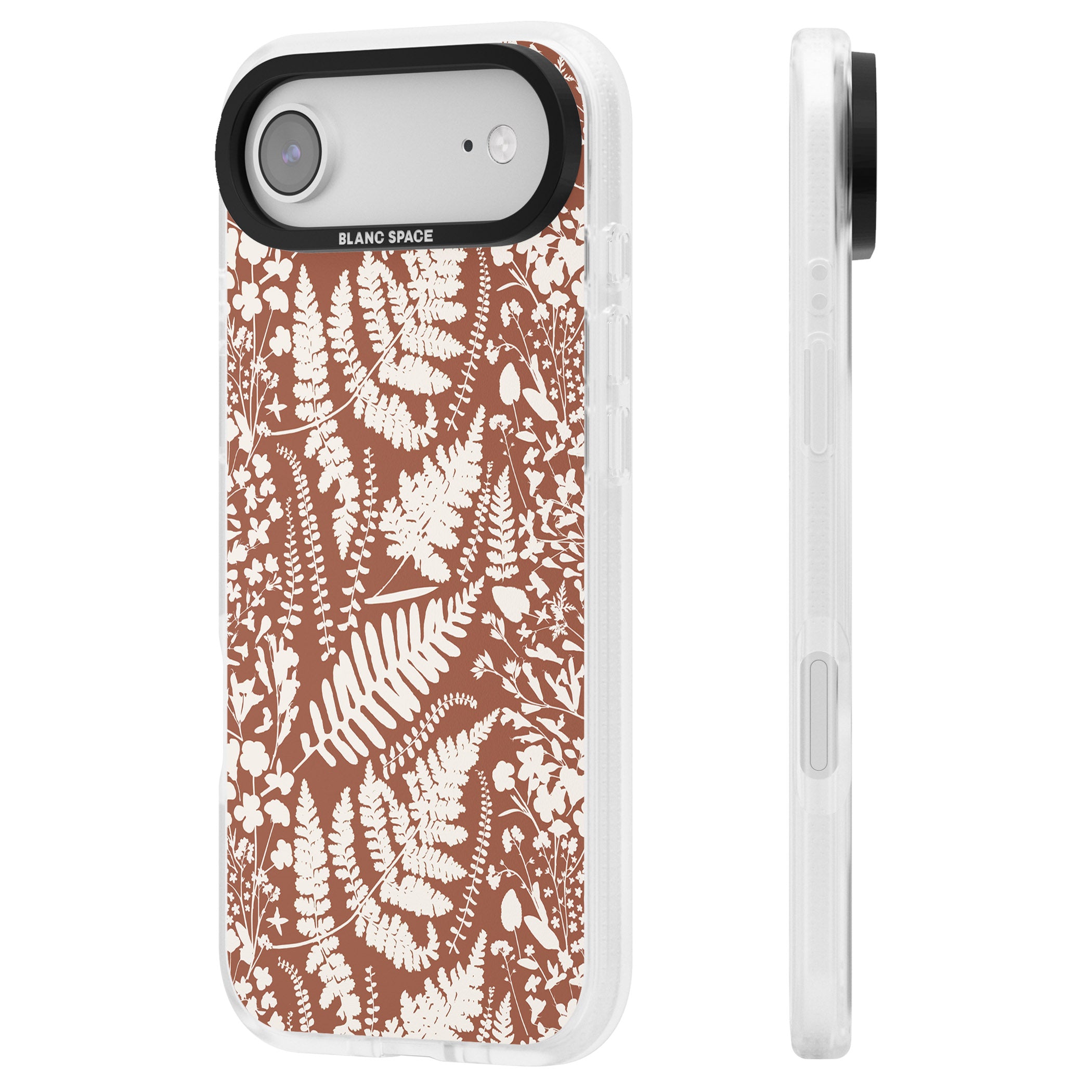 Wildflowers And Ferns On Terracotta iPhone 17 Air Impact Air Clear Phone Case Side Profile