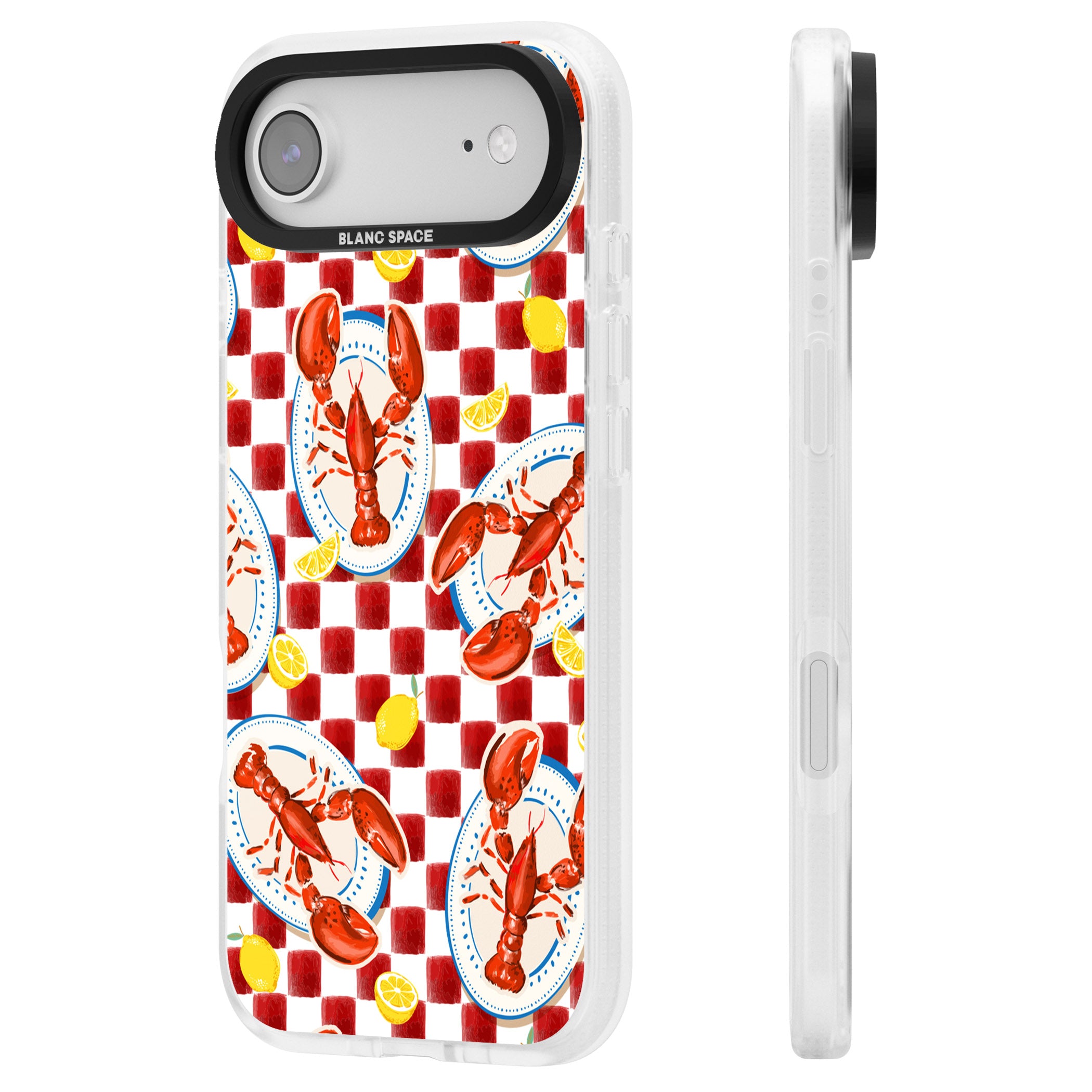 Red Lobster Checkered iPhone 17 Air Impact Air Clear Phone Case Side Profile