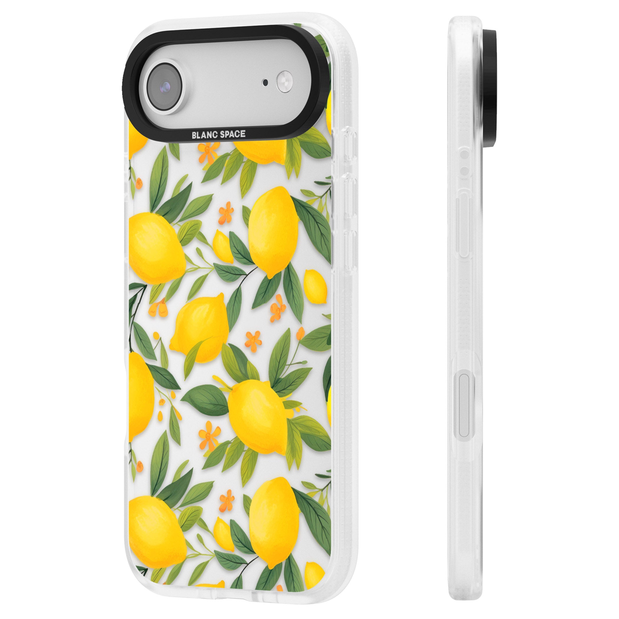 Lemon Pattern iPhone 17 Air Impact Air Clear Phone Case Side Profile