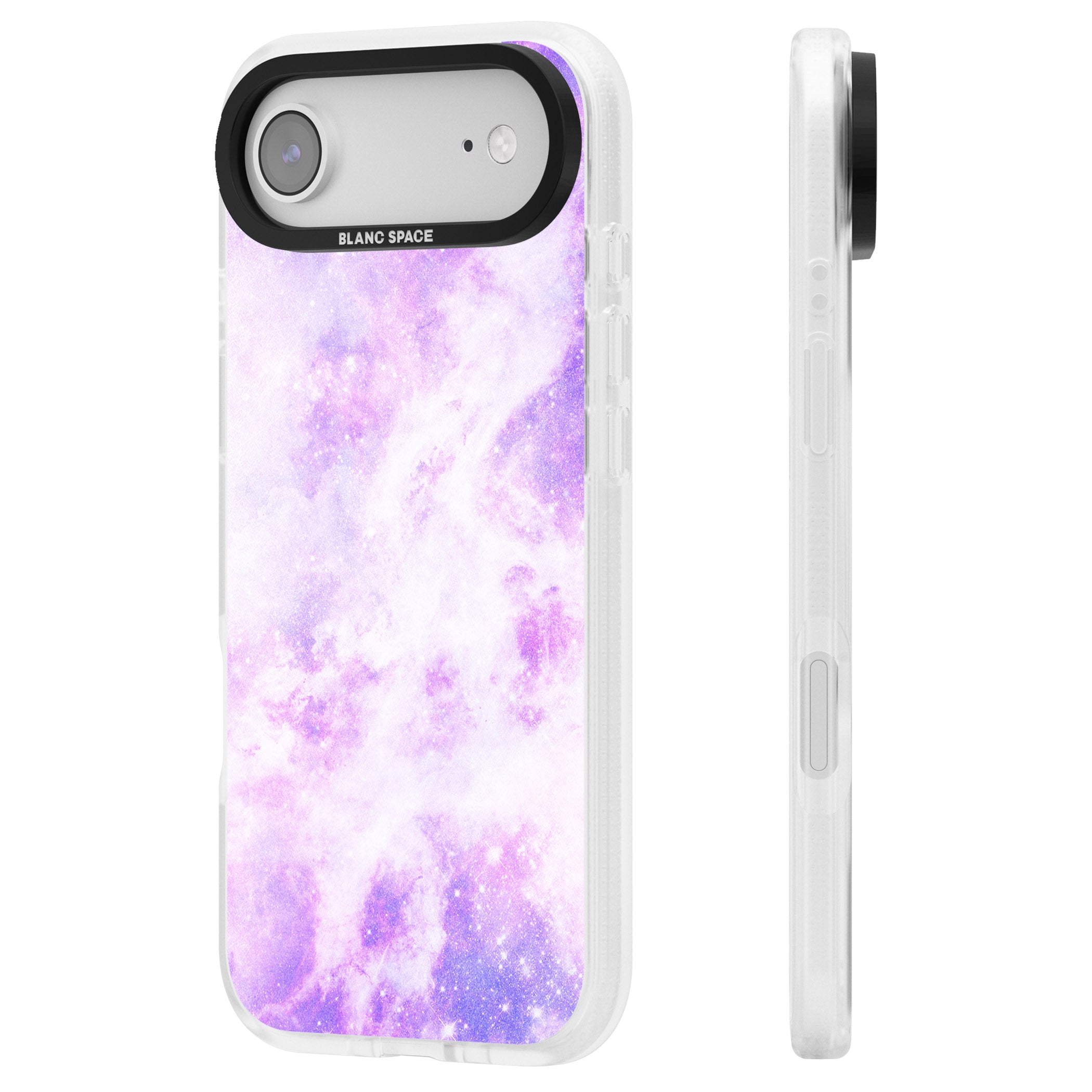 Purple Galaxy Vibes iPhone 17 Air Impact Air Clear Phone Case Side Profile