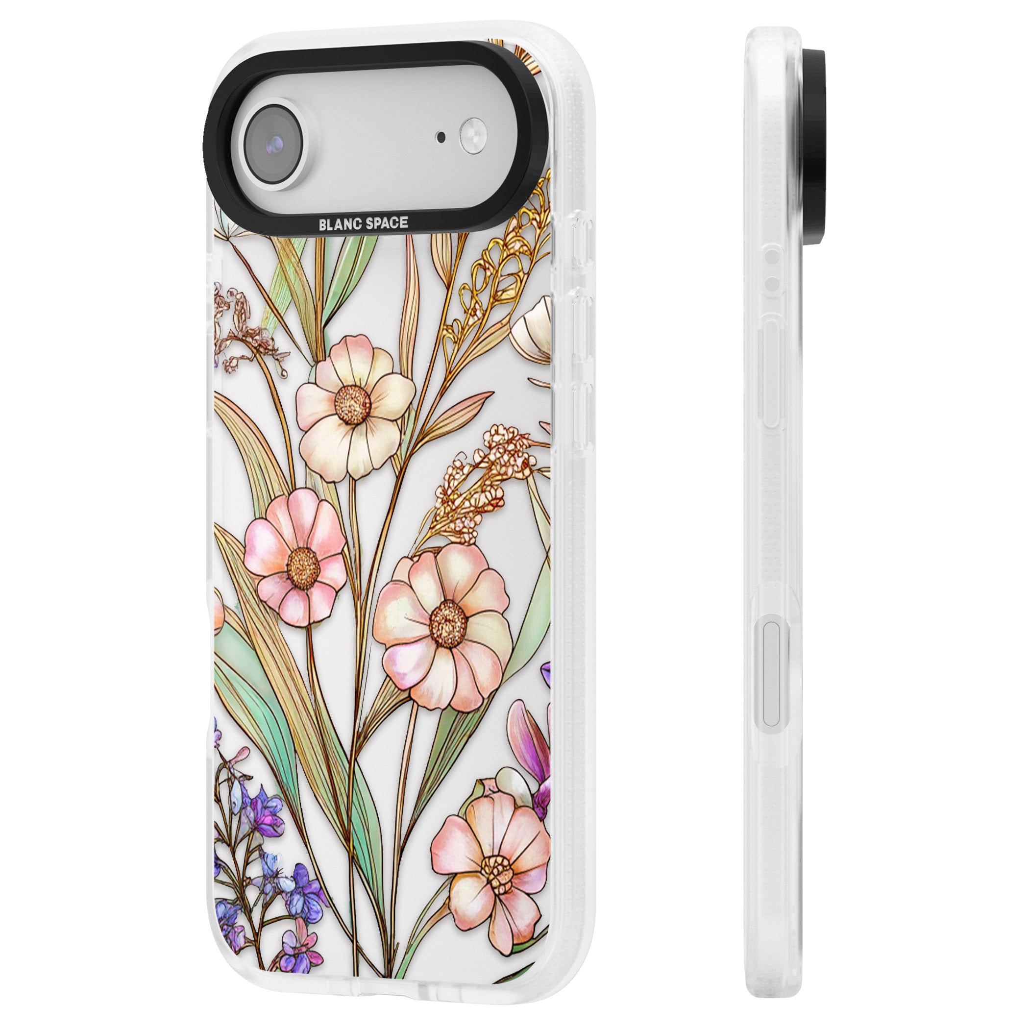 Glass Spring Flowers iPhone 17 Air Impact Air Clear Phone Case Side Profile