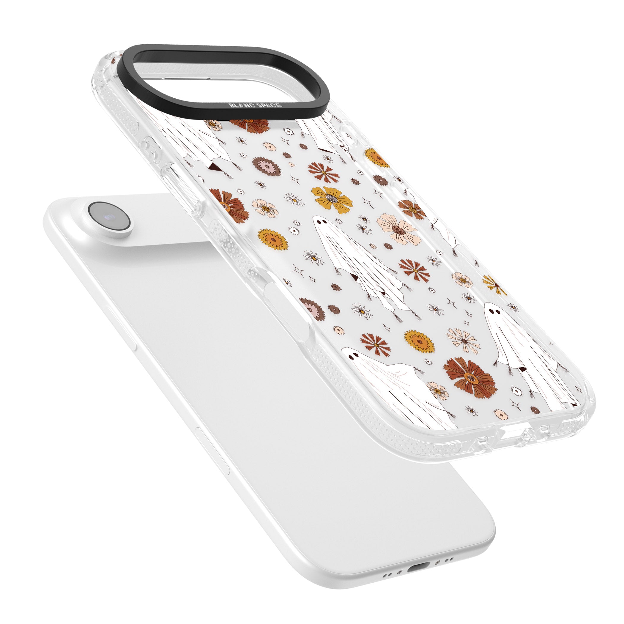 Halloween Ghosts And Flowers iPhone 17 Air Impact Air Clear Phone Case Colours