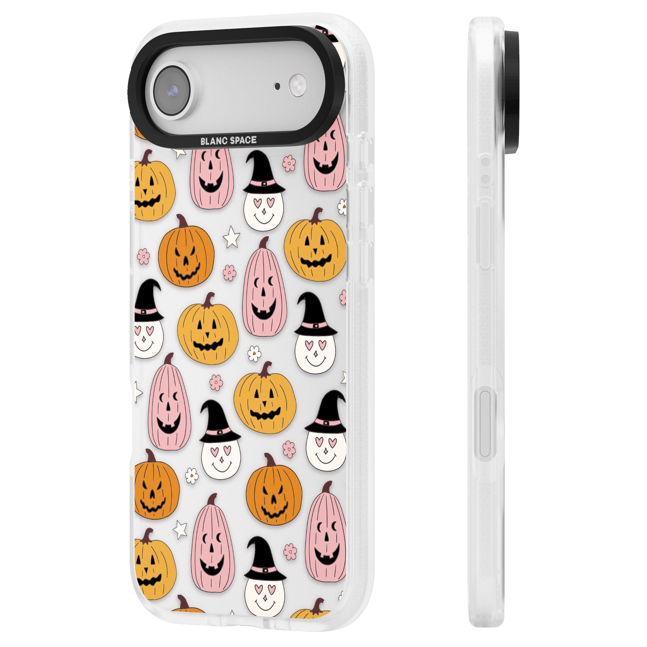 Witches And Pumpkins Pattern iPhone 17 Air Impact Air Clear Phone Case Side Profile