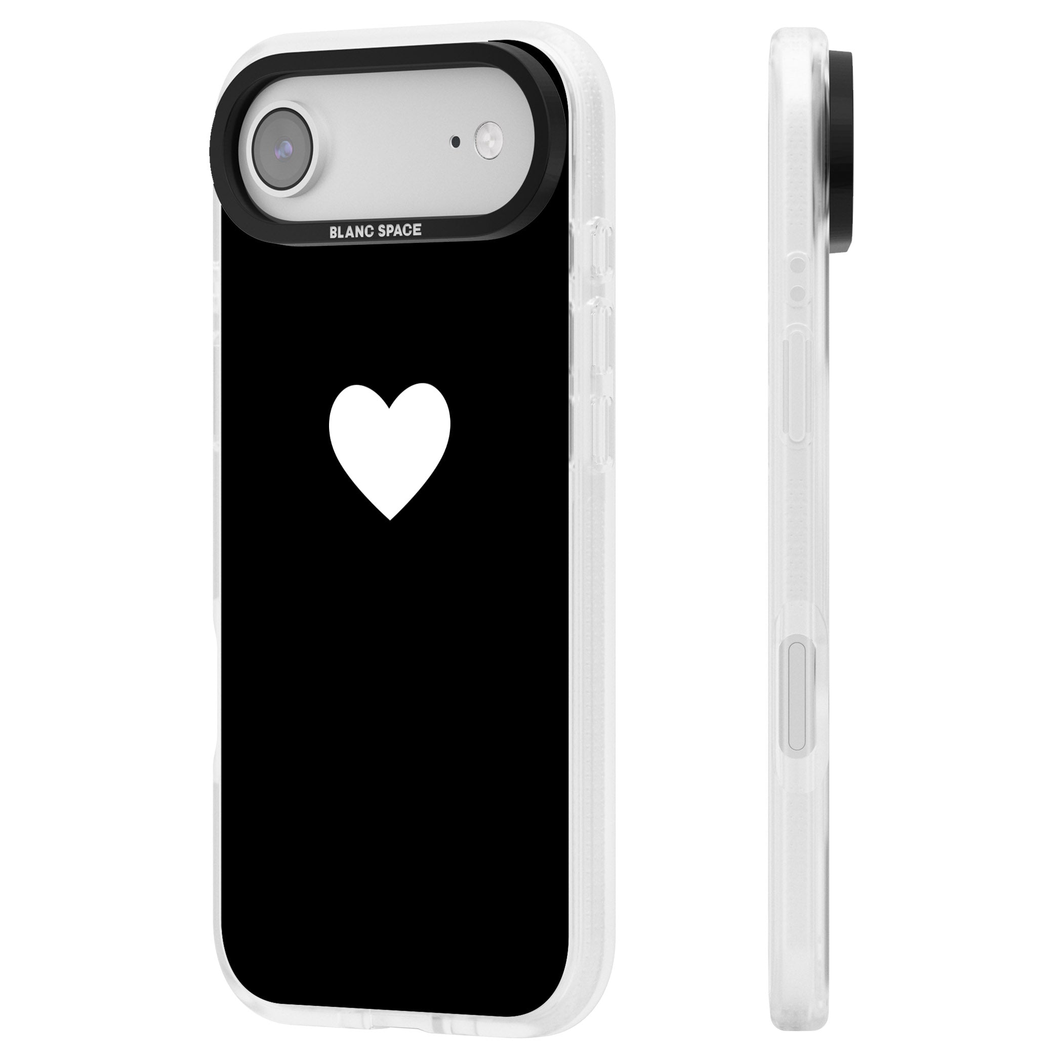 Single Heart Design: White & iPhone 17 Air Impact Air Clear Phone Case Side Profile