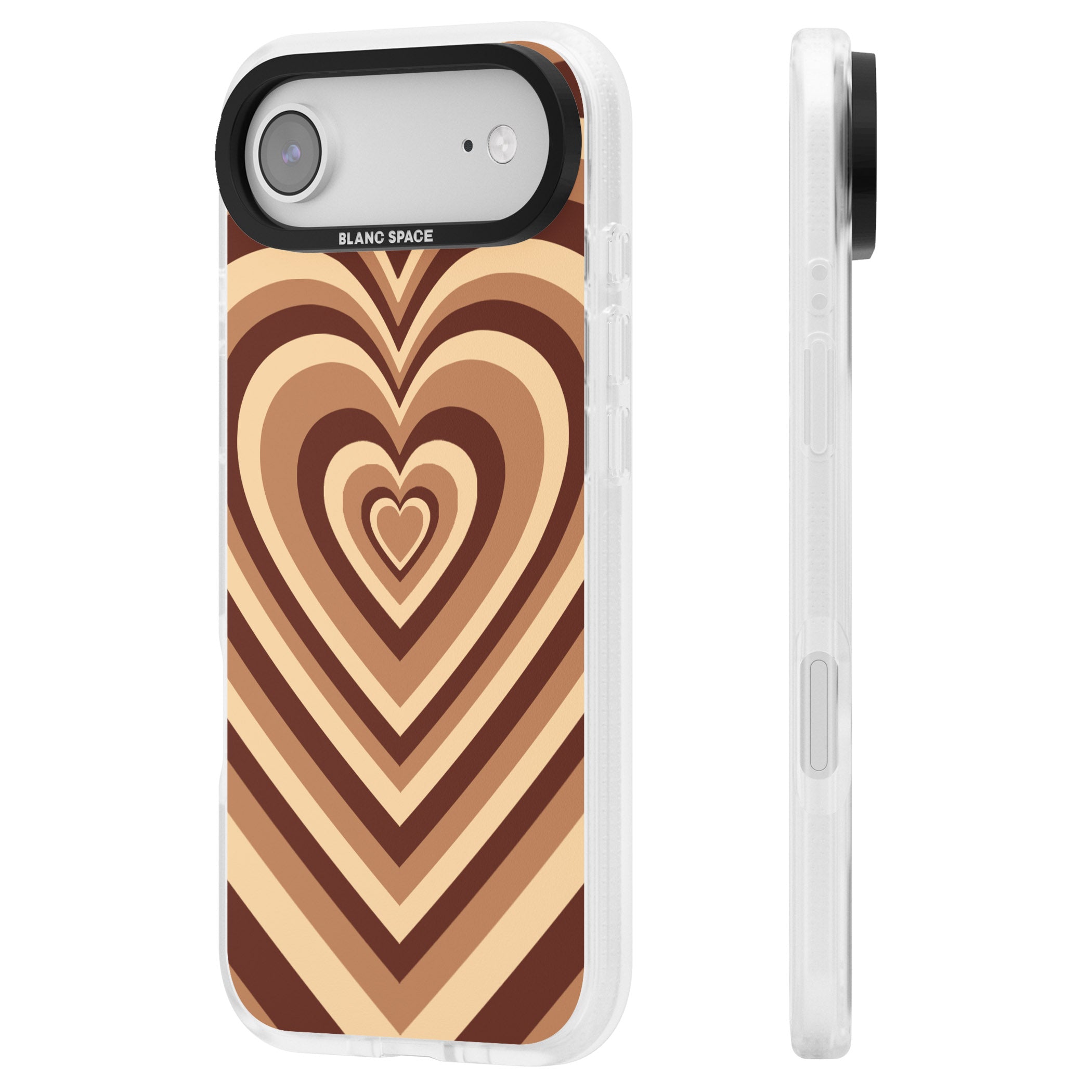 Latte Heart Illusion iPhone 17 Air Impact Air Clear Phone Case Side Profile
