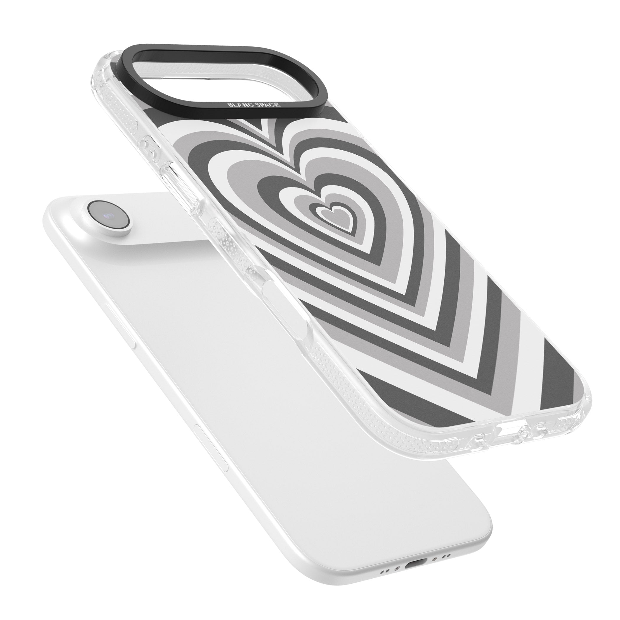 Monochrome Heart Illusion iPhone 17 Air Impact Air Clear Phone Case Colours