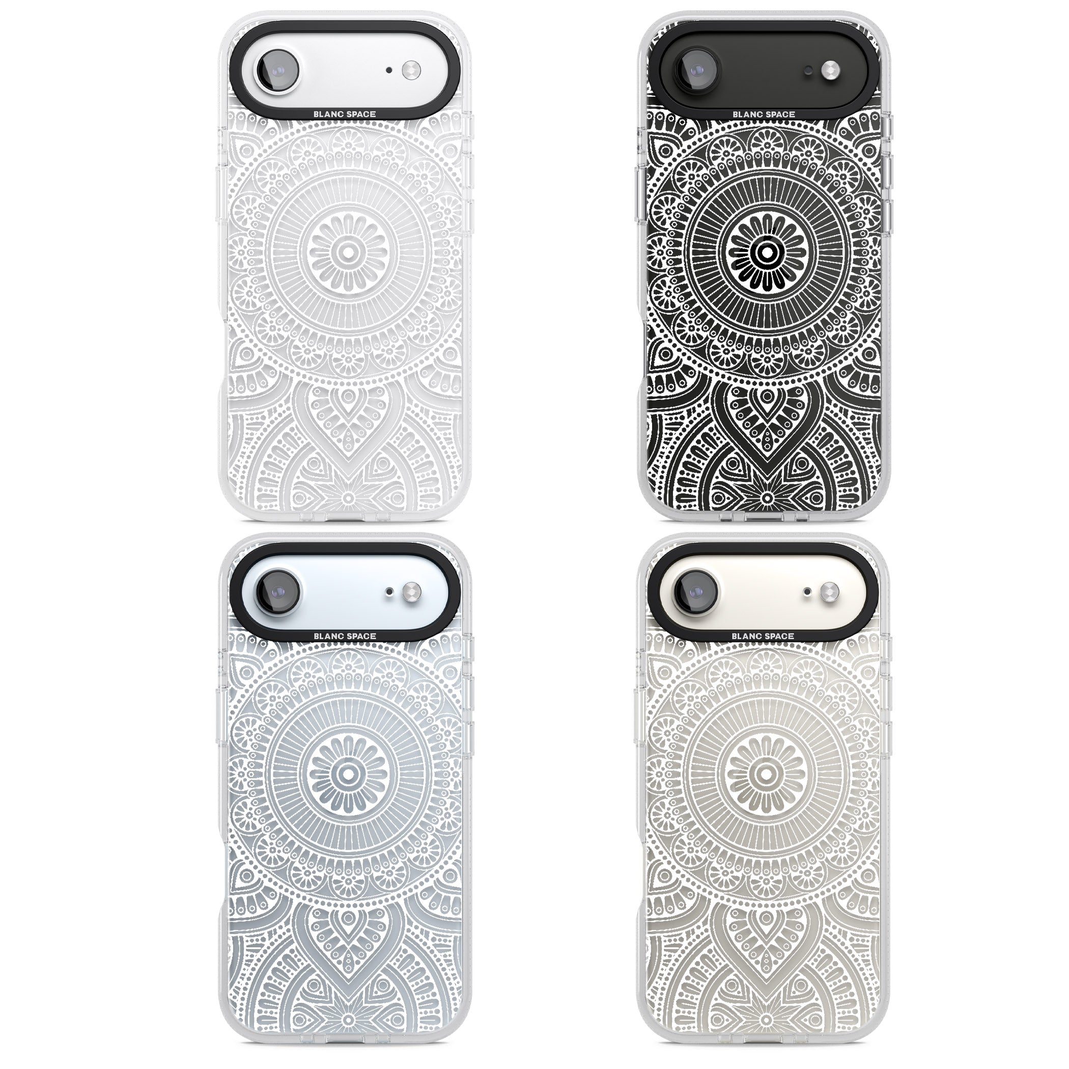White Henna Flower Wheel iPhone 17 Air Impact Air Clear Phone Case APT Impact Protection