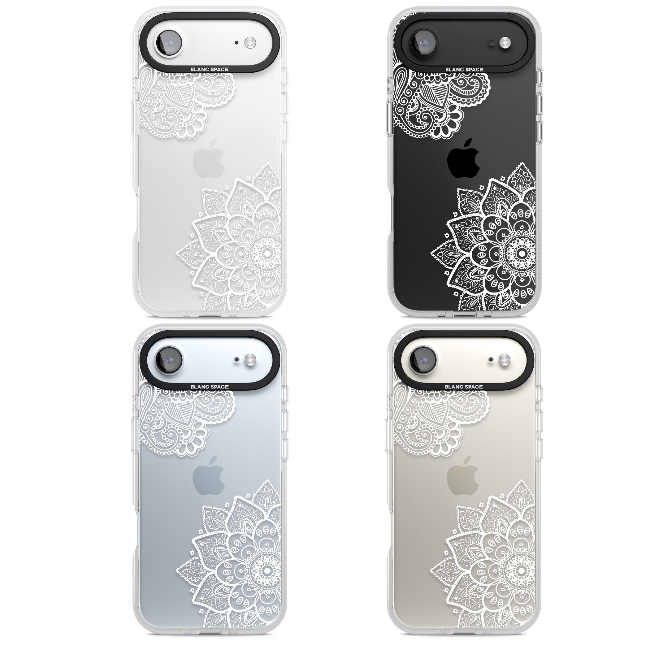 White Henna Florals iPhone 17 Air Impact Air Clear Phone Case APT Impact Protection