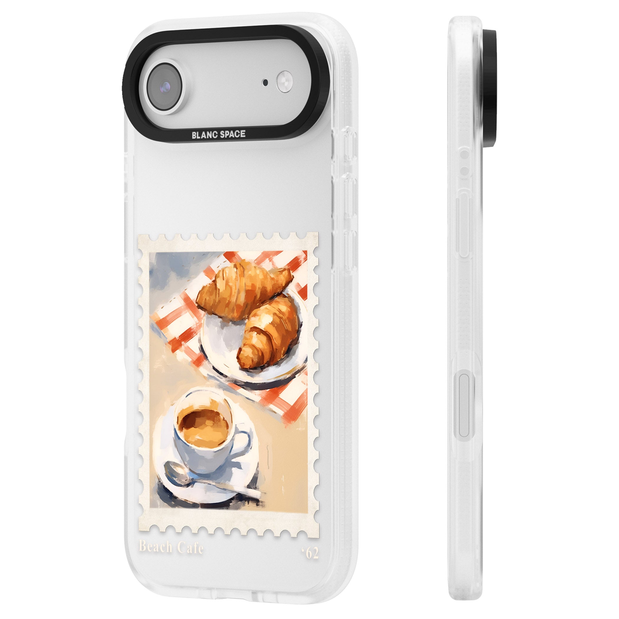 Cafe Stamp iPhone 17 Air Impact Air Clear Phone Case Side Profile