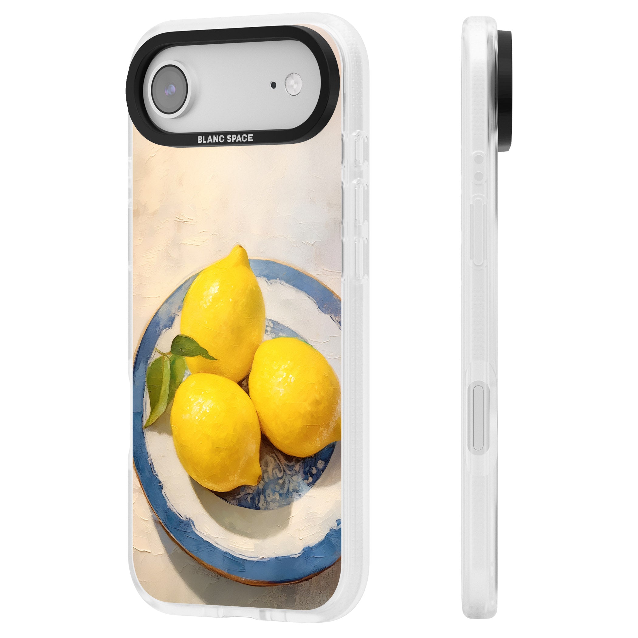 Lemons on Porcelain iPhone 17 Air Impact Air Clear Phone Case Side Profile