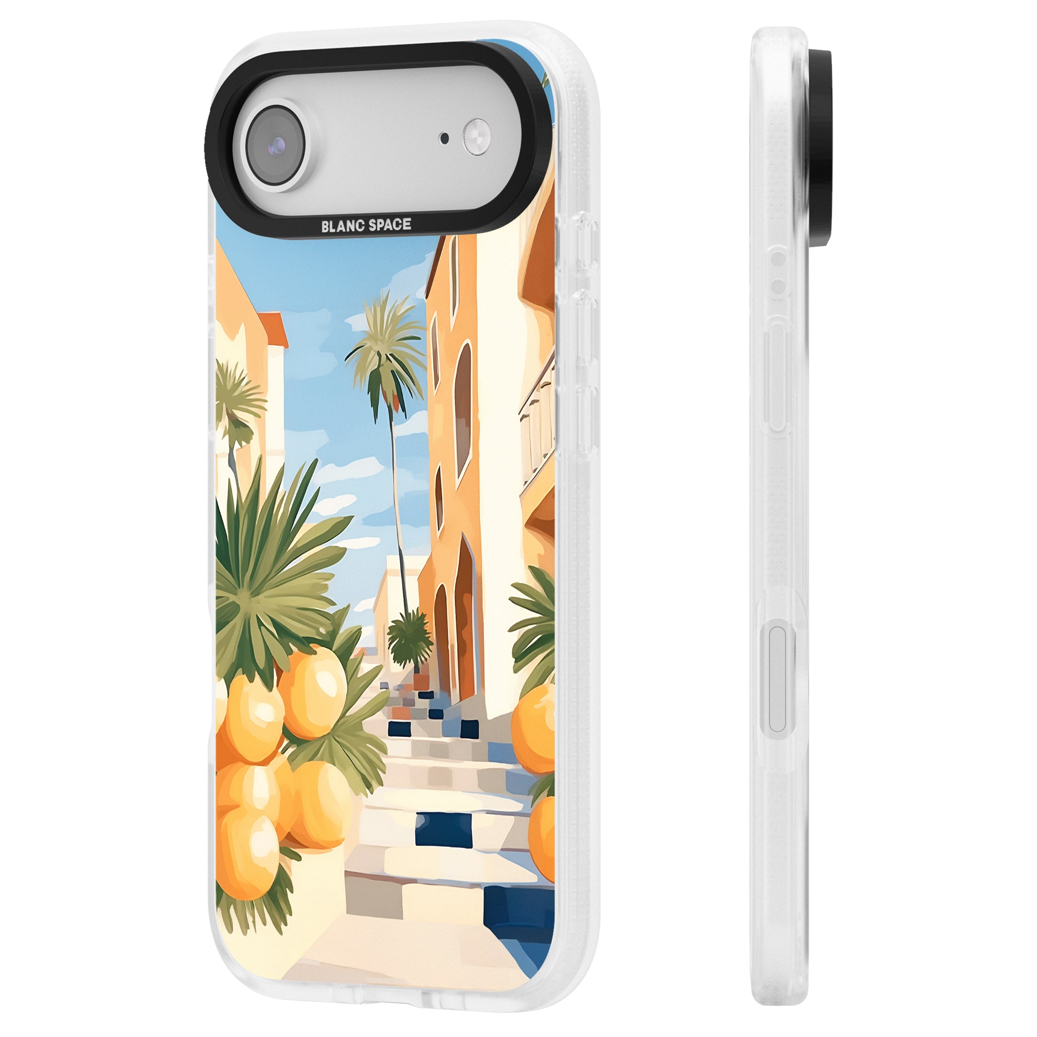 Mediterranean Village iPhone 17 Air Impact Air Clear Phone Case Side Profile