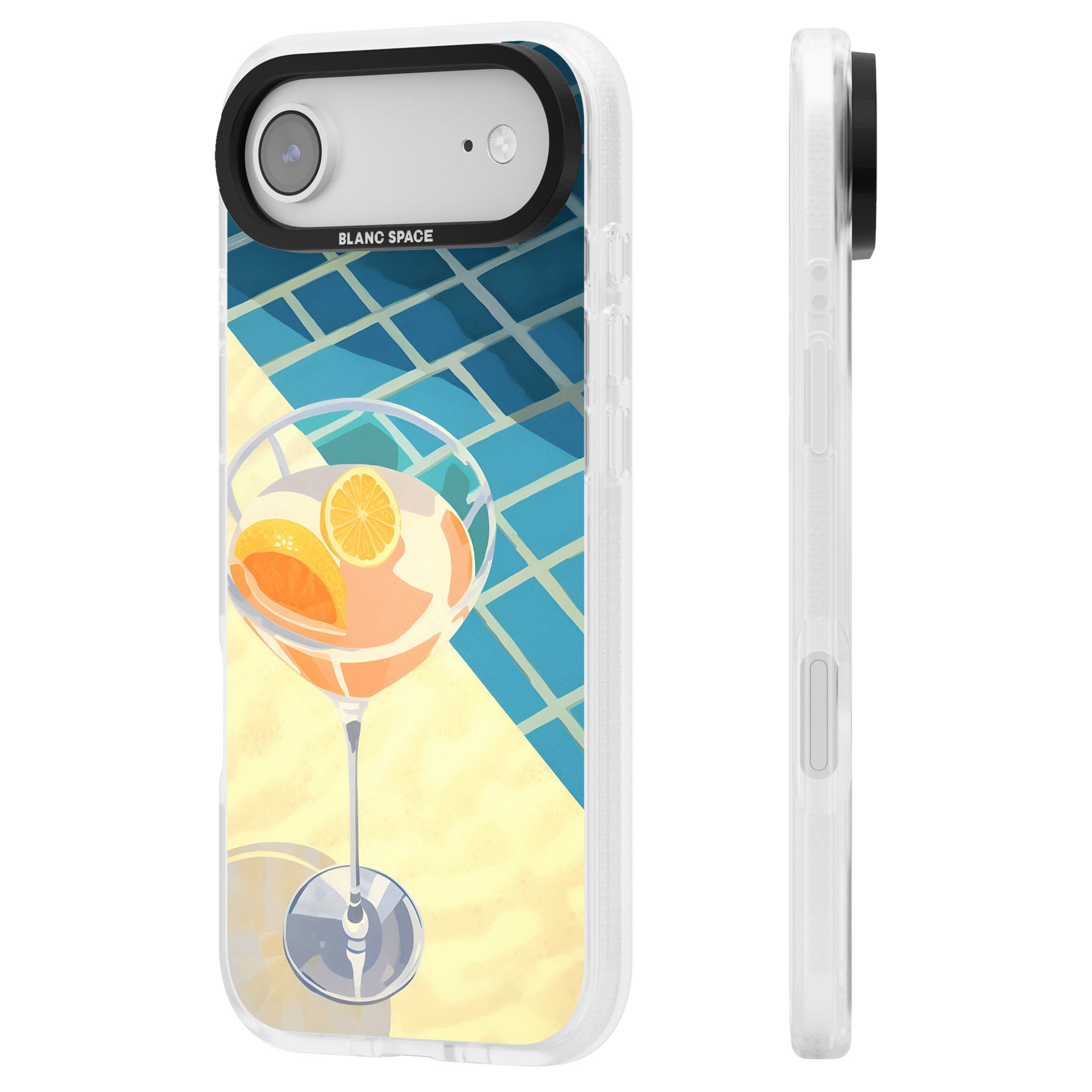 Poolside Citrus Cocktail iPhone 17 Air Impact Air Clear Phone Case Side Profile