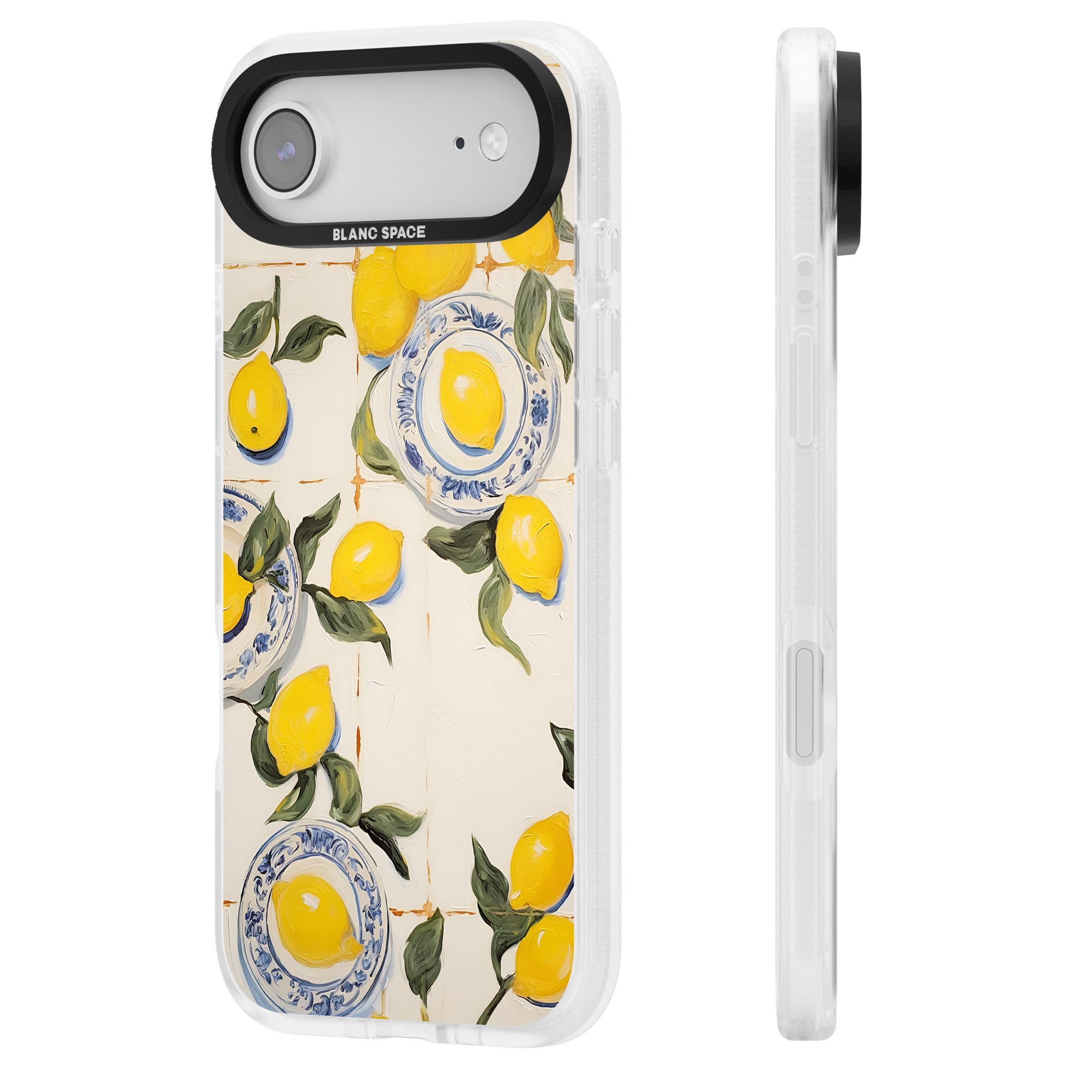 Lemons & Porcelain iPhone 17 Air Impact Air Clear Phone Case Side Profile