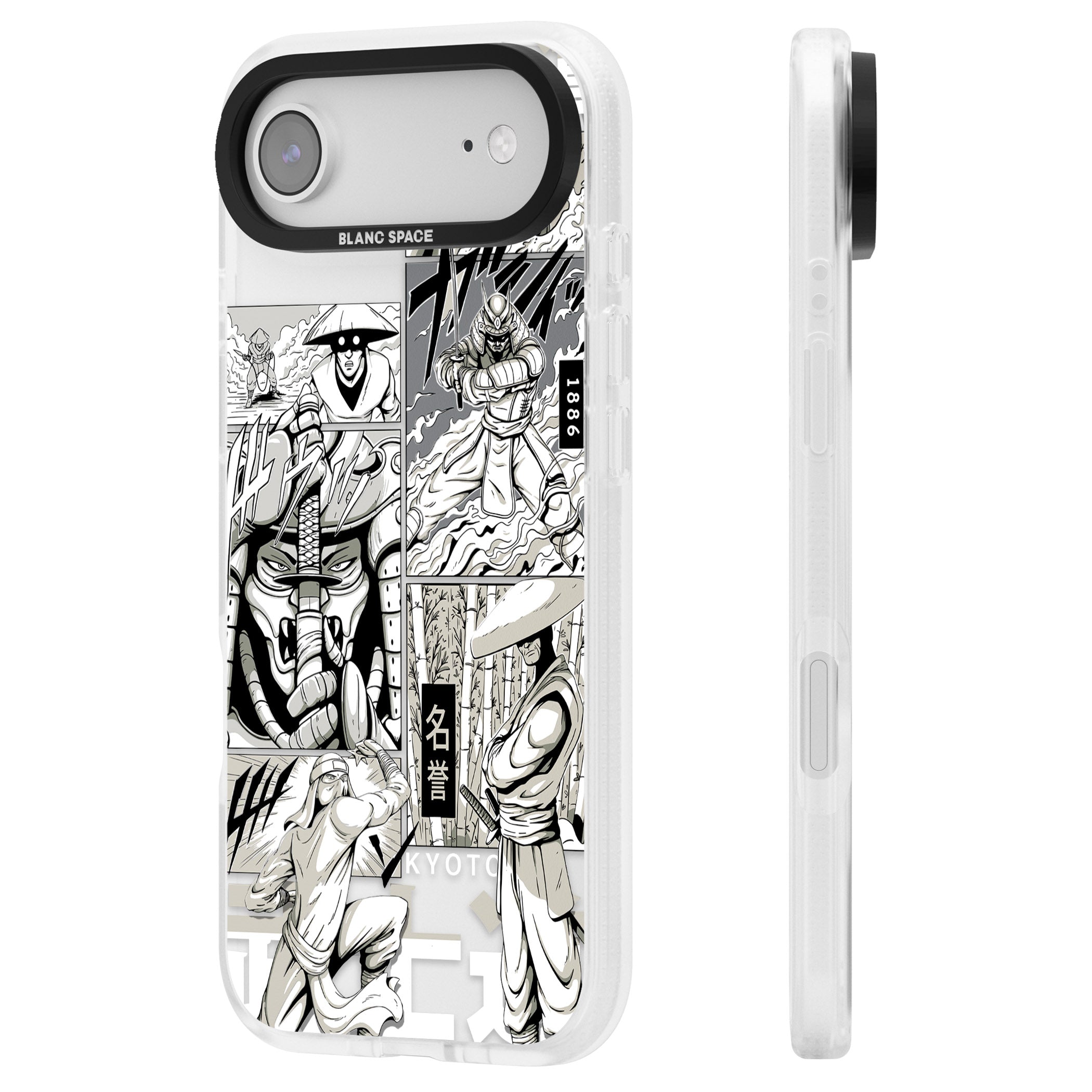 Greyscale Anime Comic iPhone 17 Air Impact Air Clear Phone Case Side Profile