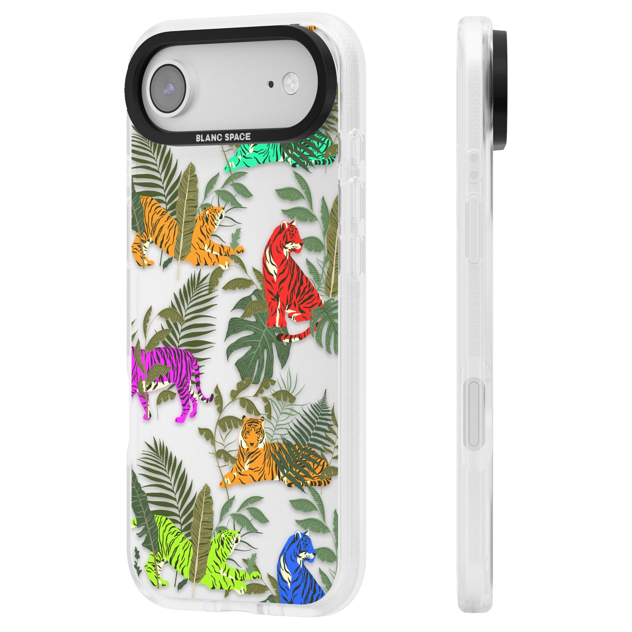 Colorful Jungle Tiger iPhone 17 Air Impact Air Clear Phone Case Side Profile
