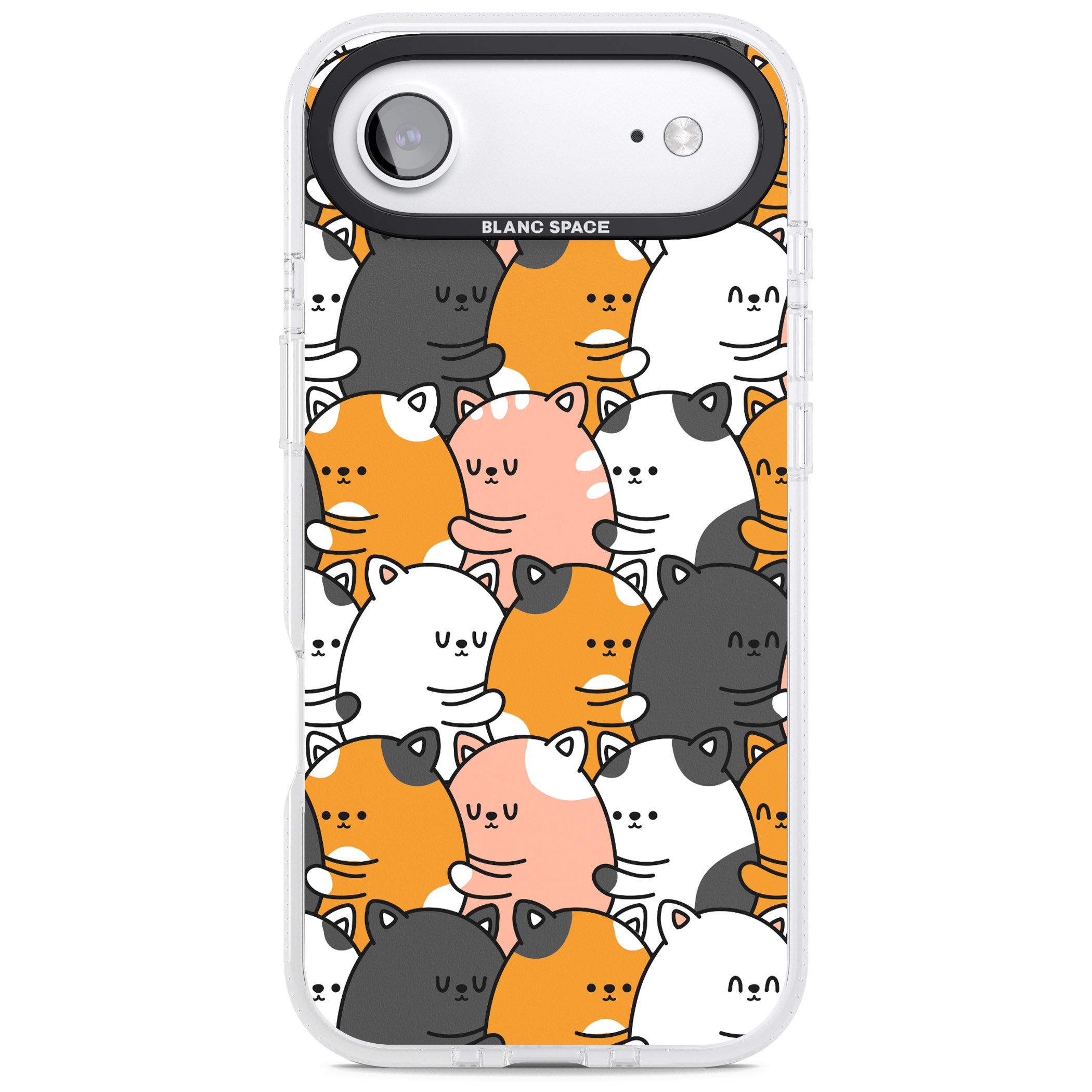 Spooning Cats Kawaii Pattern iPhone 17 Air Impact Air Clear Phone Case