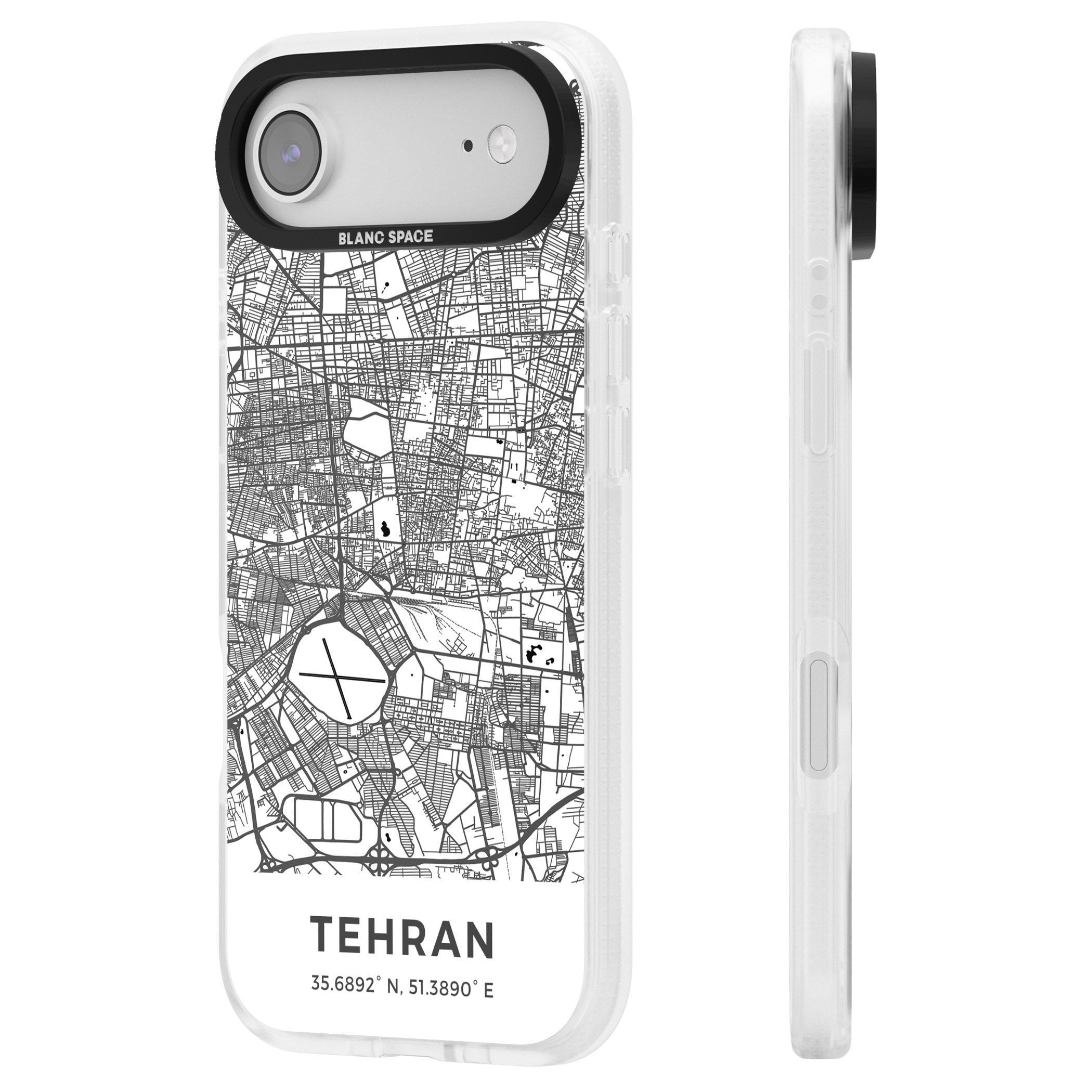 Tehran Map iPhone 17 Air Impact Air Clear Phone Case Side Profile