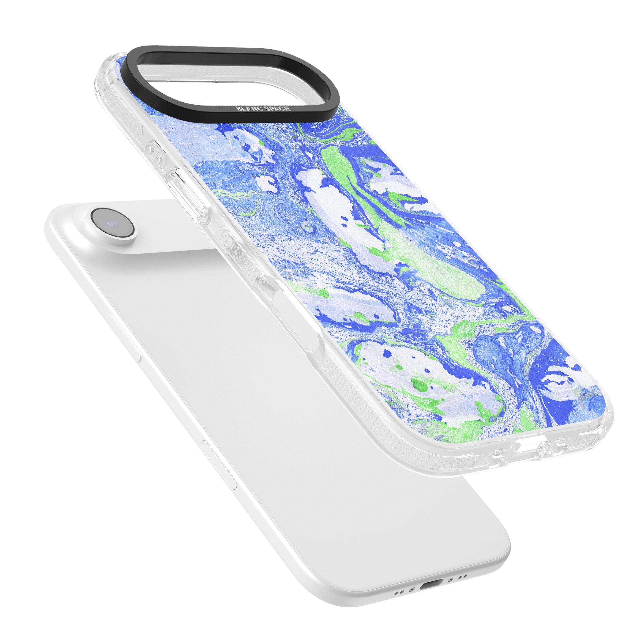 Dark Blue & Green Marbled Paper Pattern iPhone 17 Air Impact Air Clear Phone Case Colours