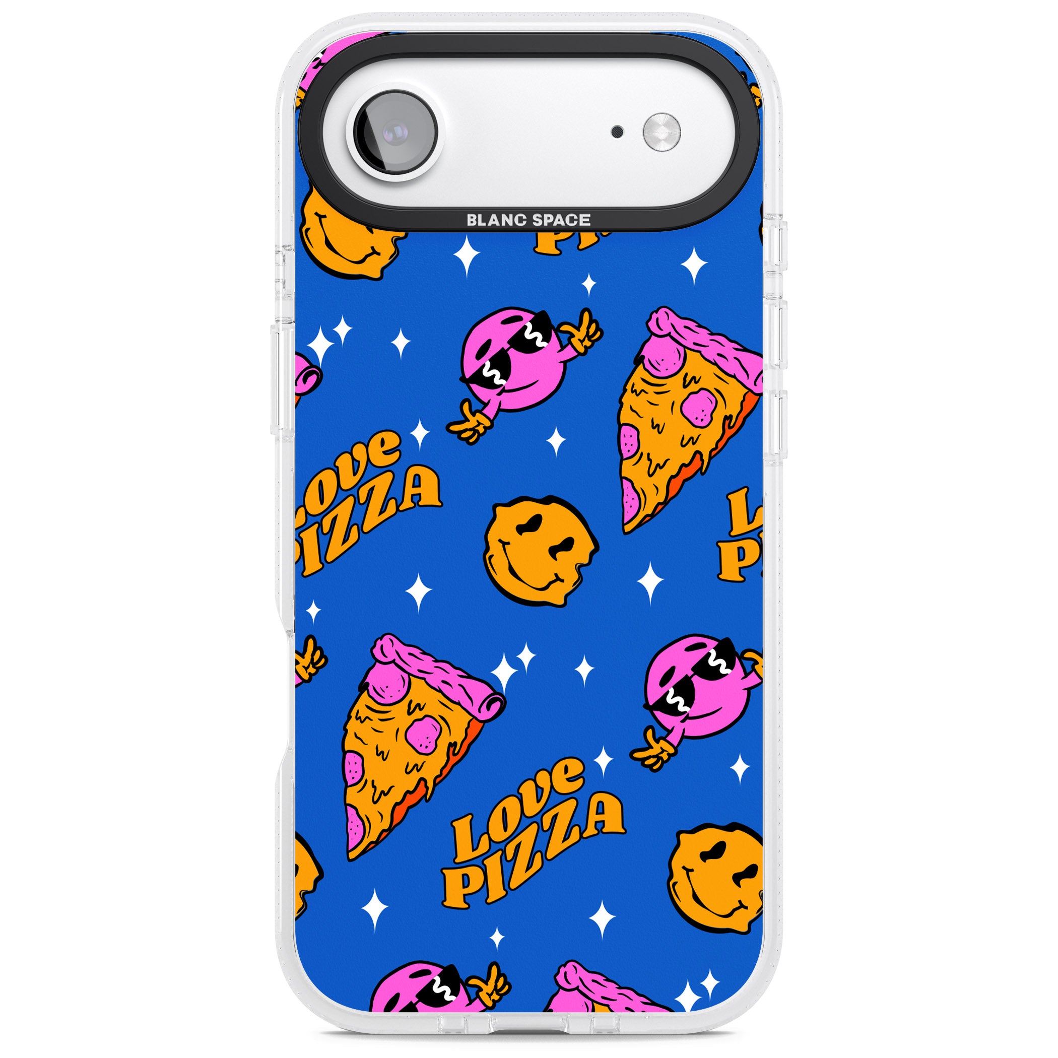 Psychedelic Love Pizza Pattern iPhone 17 Air Impact Air Clear Phone Case