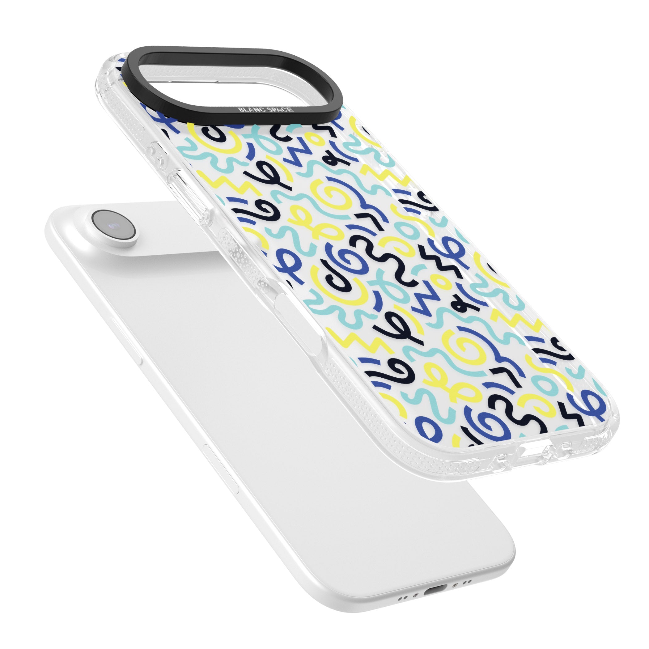Blue & Yellow Memphis Retro iPhone 17 Air Impact Air Clear Phone Case Colours