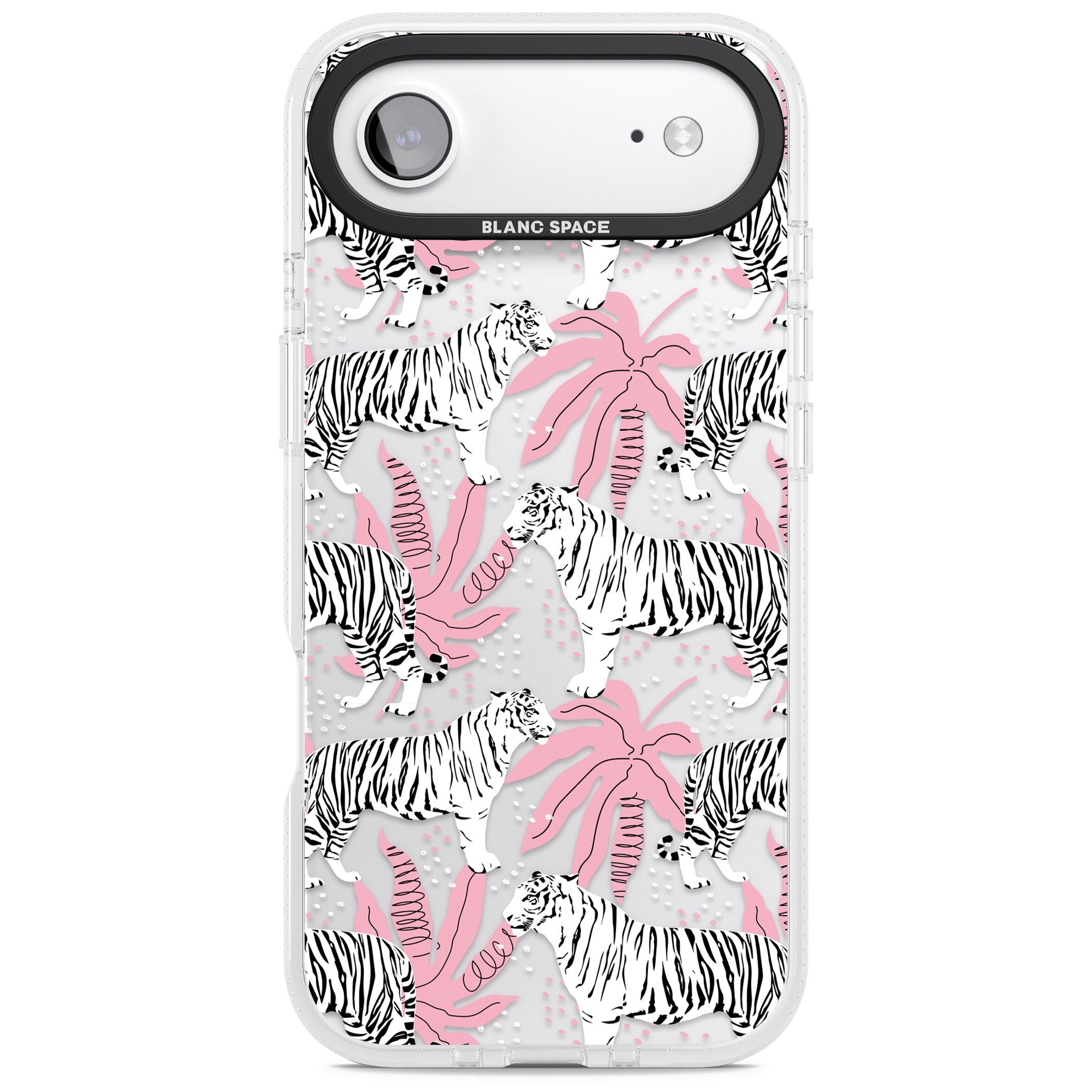 Pink & White Tropical Tigers iPhone 17 Air Impact Air Clear Phone Case