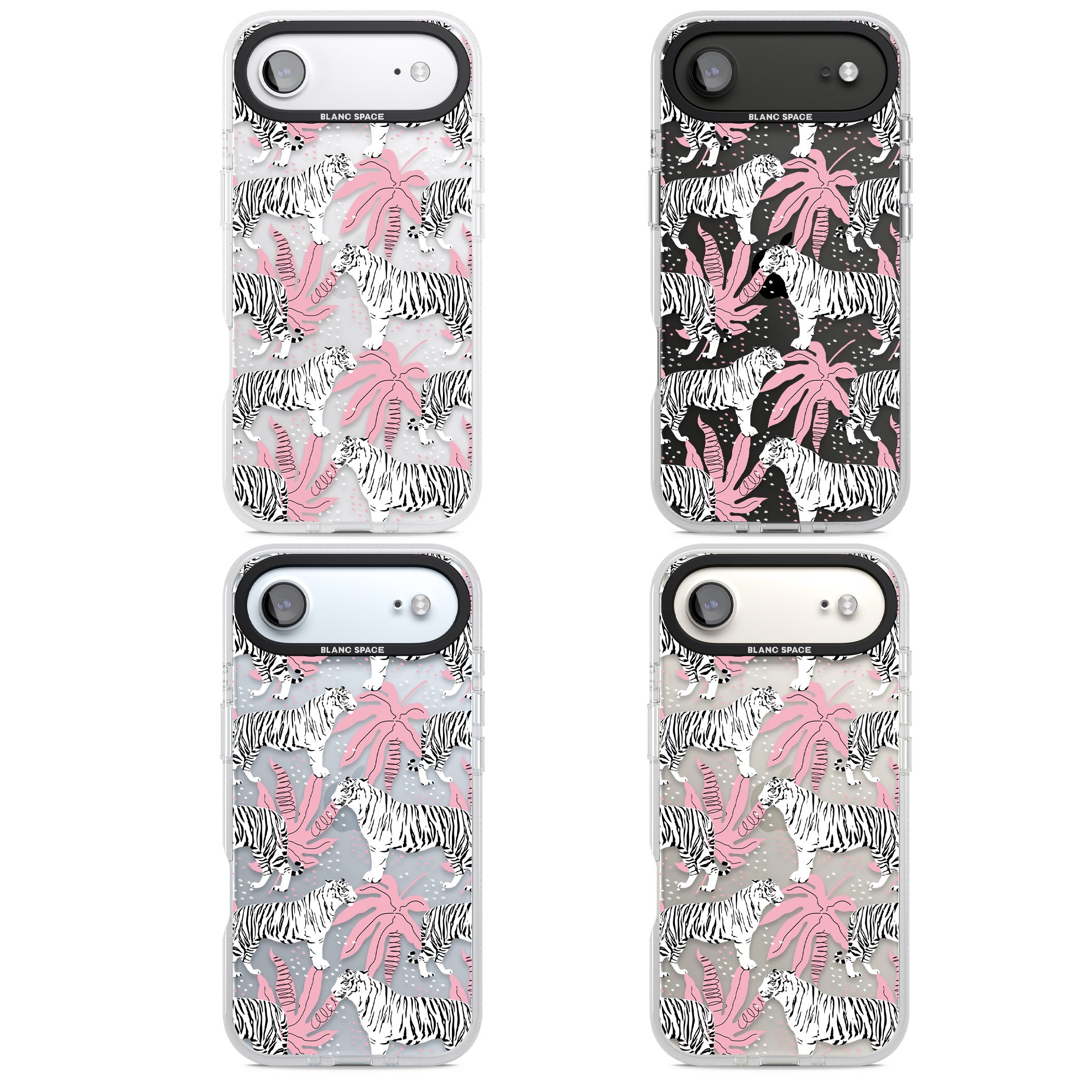 Pink & White Tropical Tigers iPhone 17 Air Impact Air Clear Phone Case APT Impact Protection