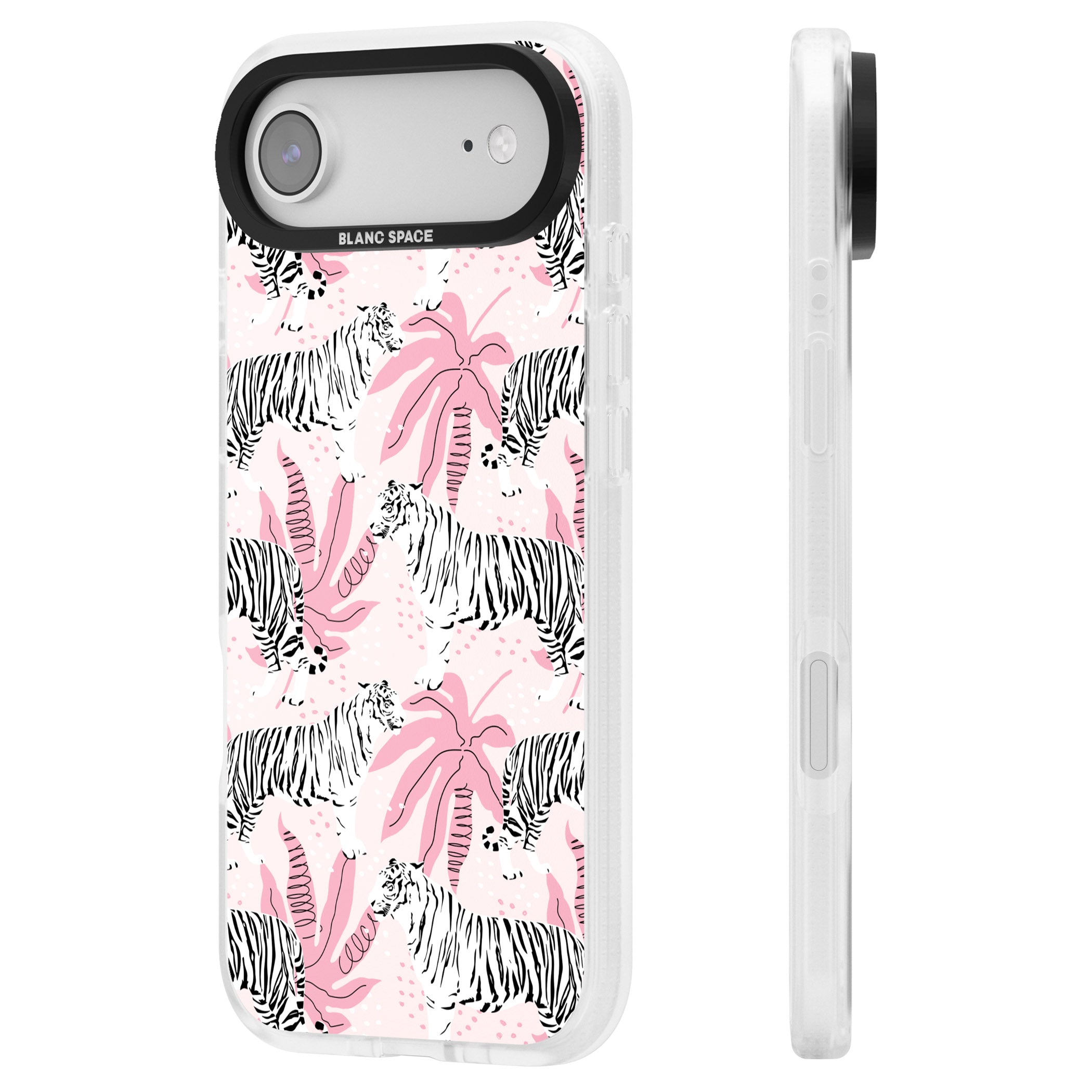 Pink Tiger Palm iPhone 17 Air Impact Air Clear Phone Case Side Profile