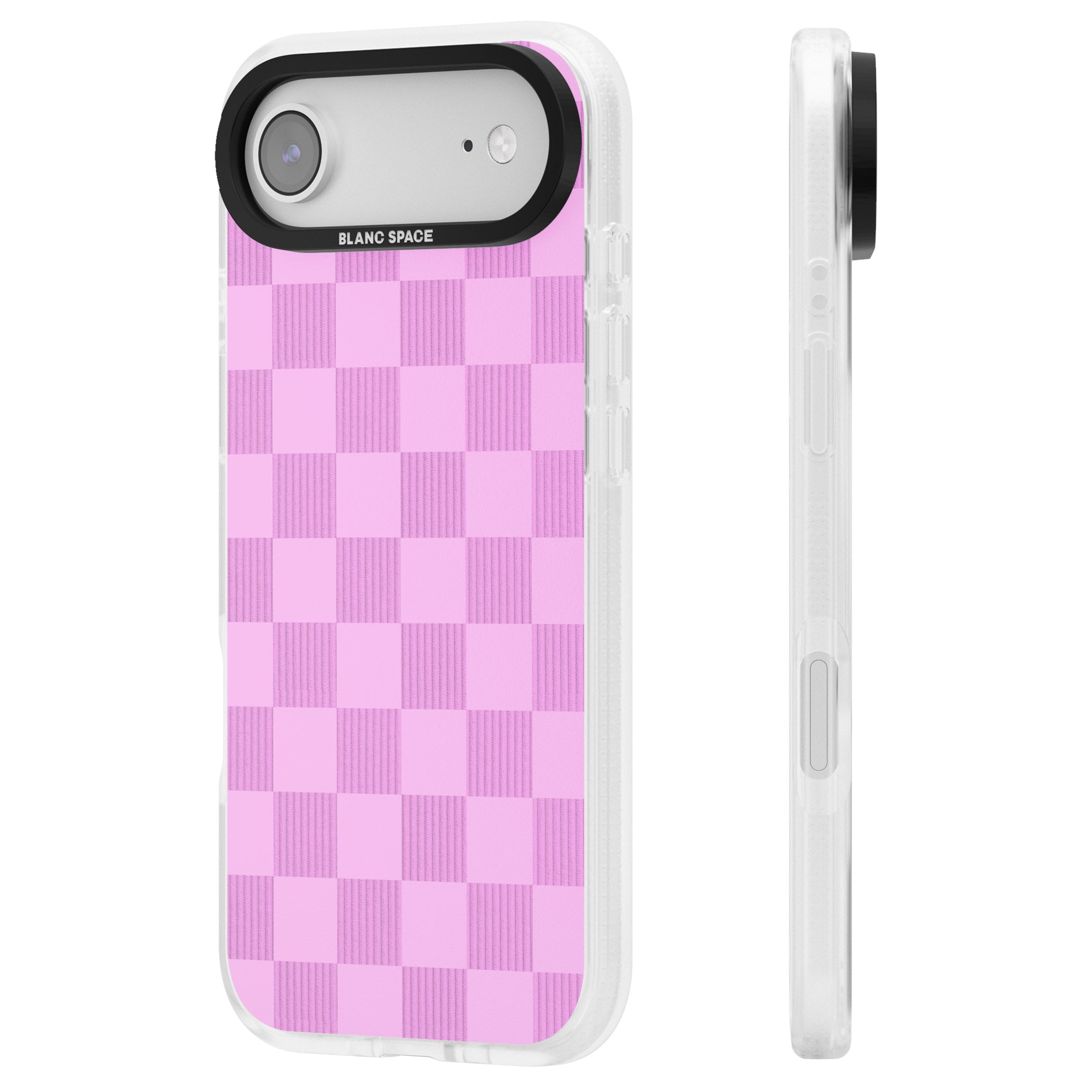 Bubblegum Checkered iPhone 17 Air Impact Air Clear Phone Case Side Profile