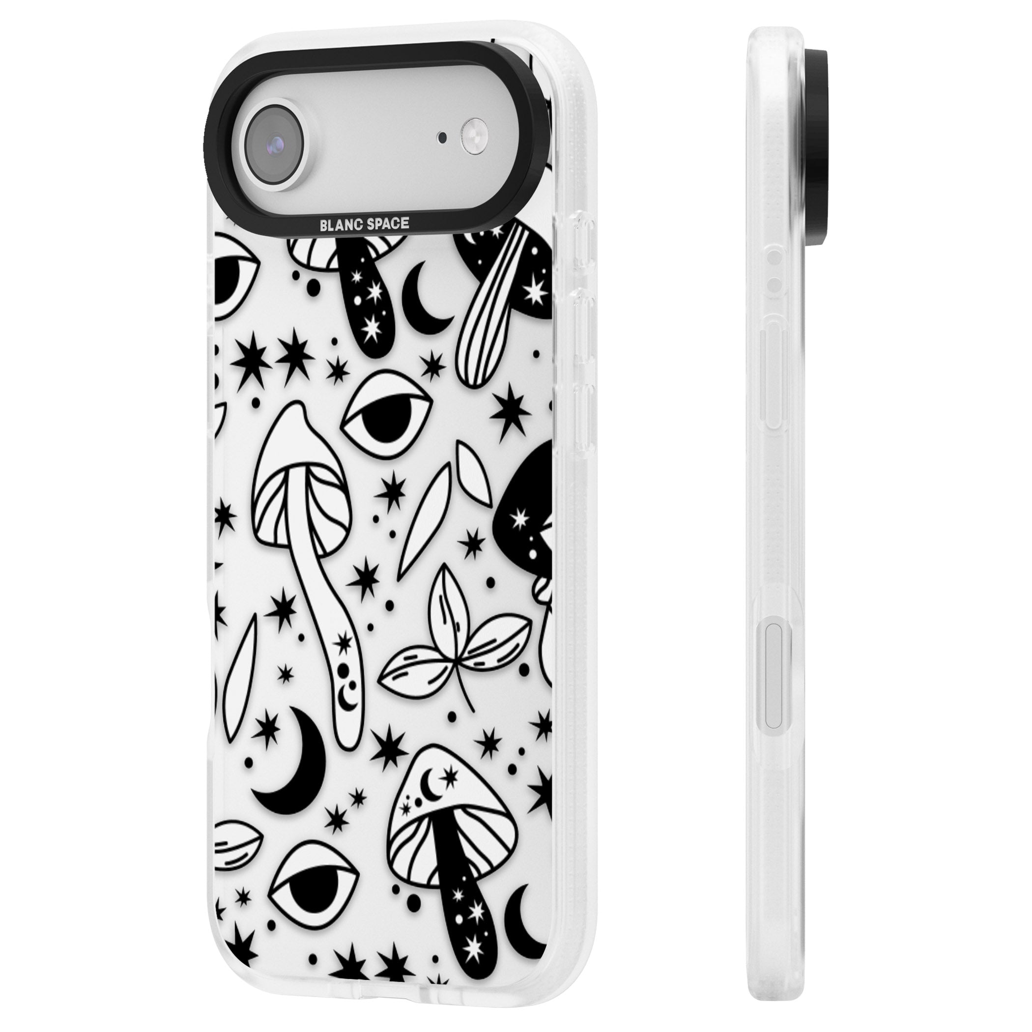 Mystic Mushrooms Pattern iPhone 17 Air Impact Air Clear Phone Case Side Profile