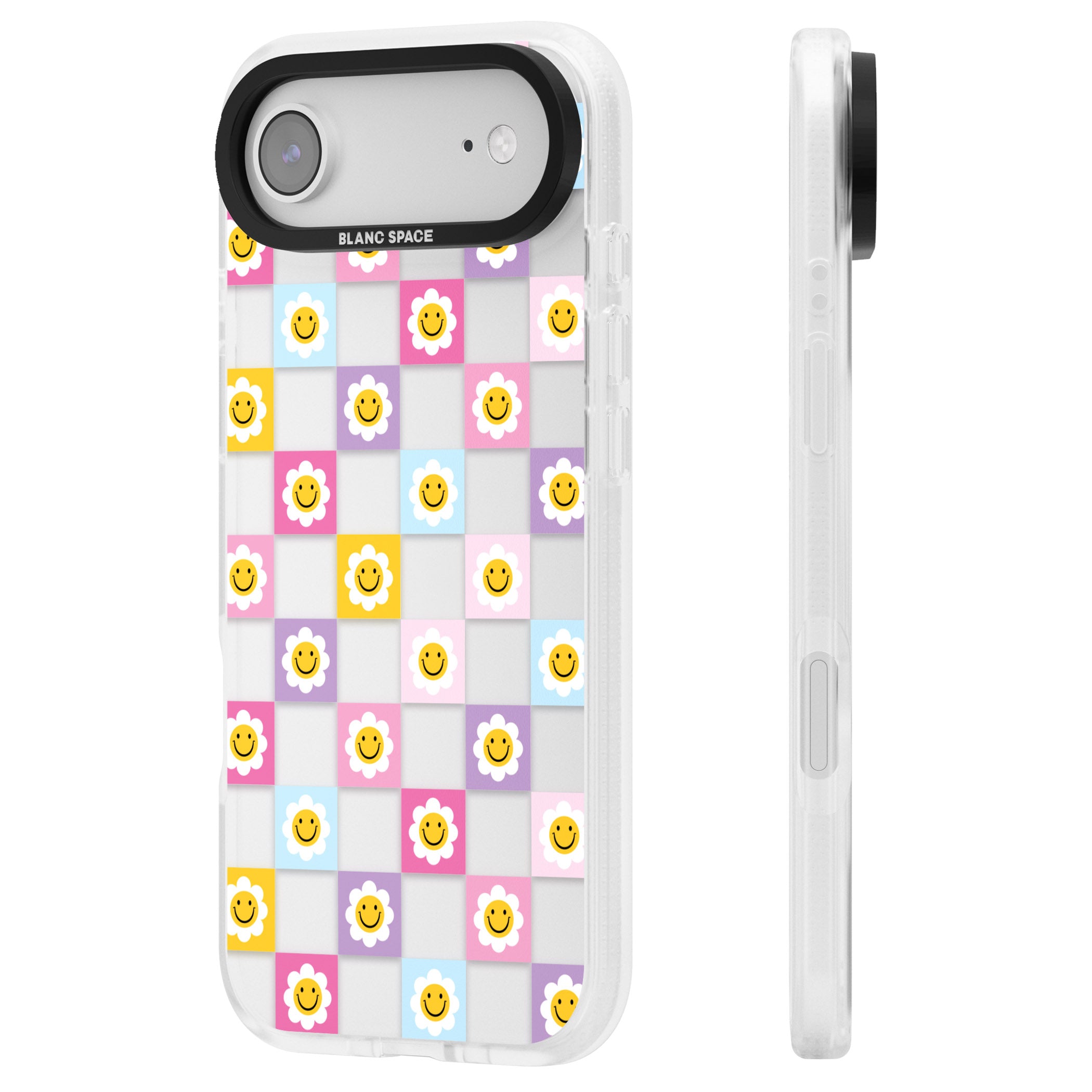 Daisy Squares Pattern iPhone 17 Air Impact Air Clear Phone Case Side Profile