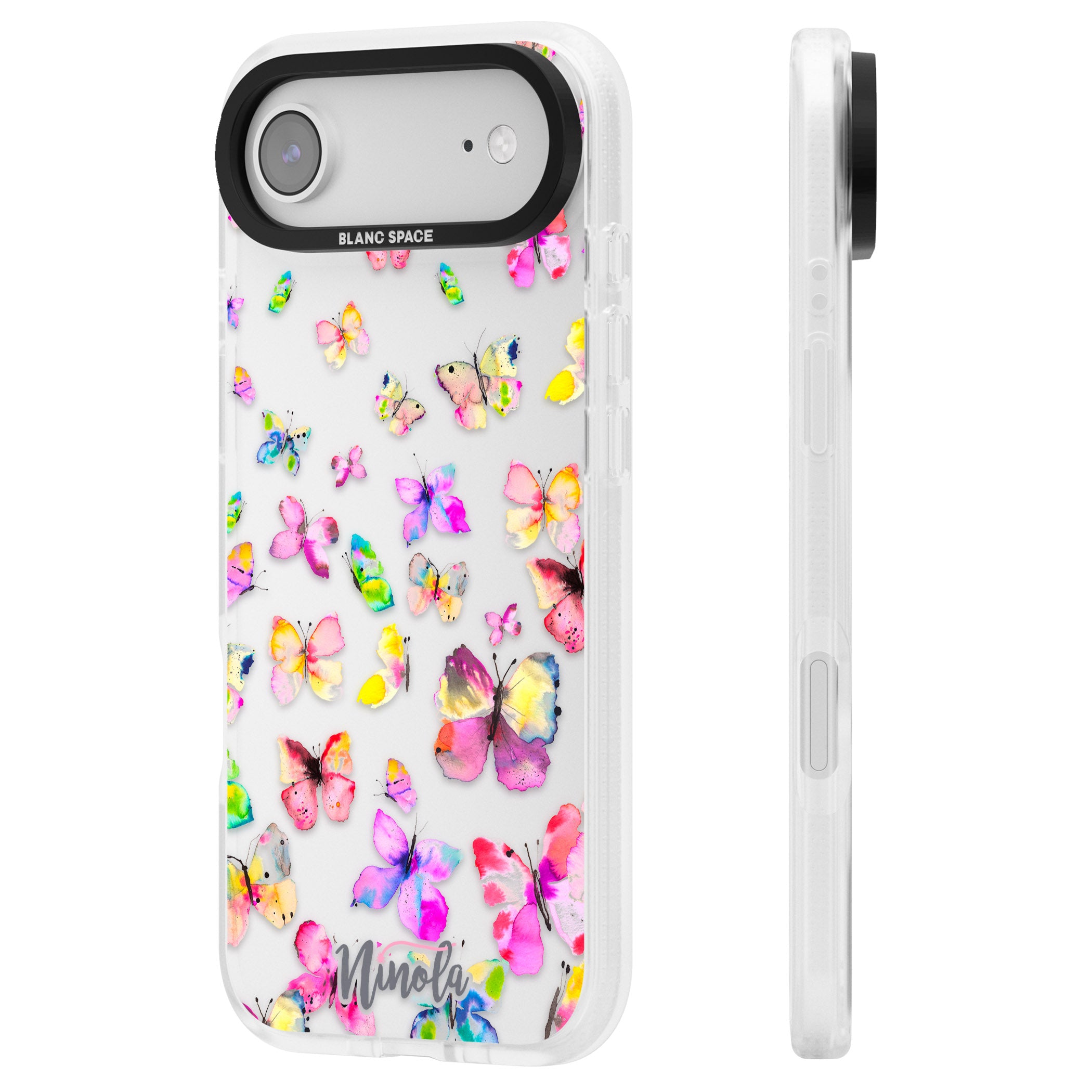 Watercolor Butterflies iPhone 17 Air Impact Air Clear Phone Case Side Profile