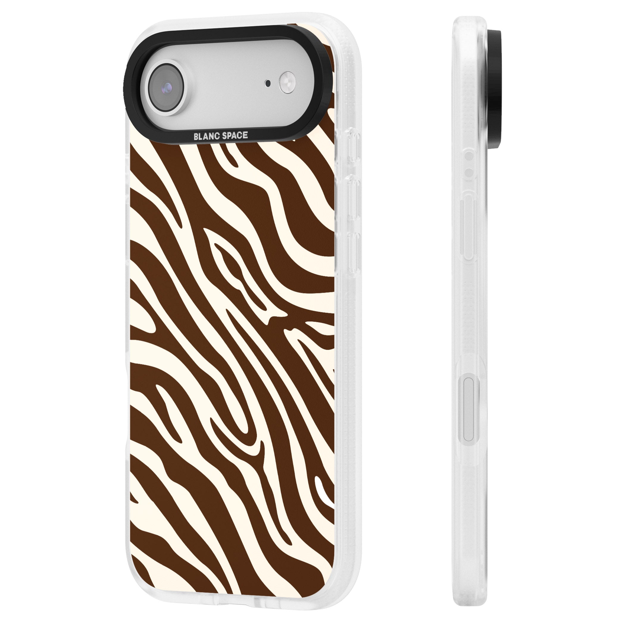Brown & Cream Zebra iPhone 17 Air Impact Air Clear Phone Case Side Profile