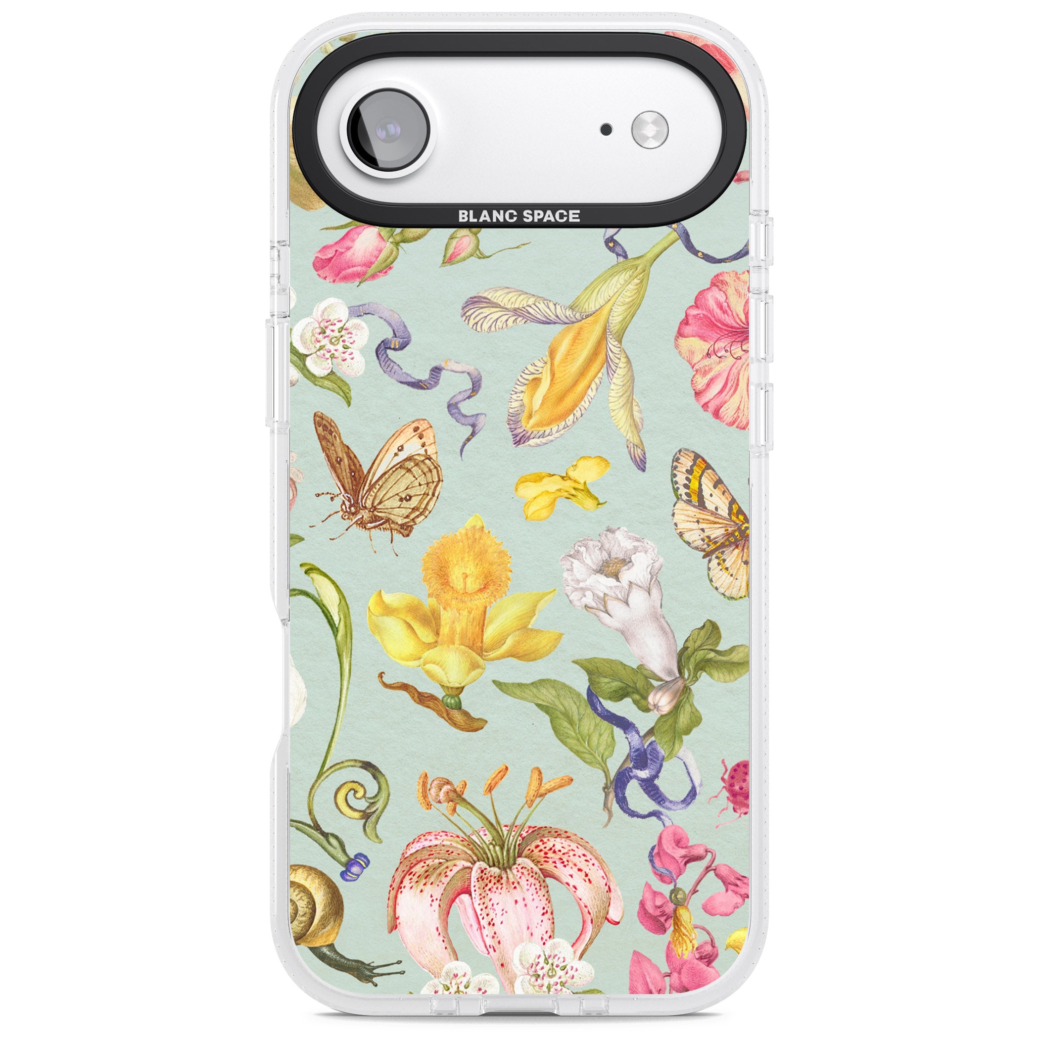 Blue Vintage Painted Flowers iPhone 17 Air Impact Air Clear Phone Case