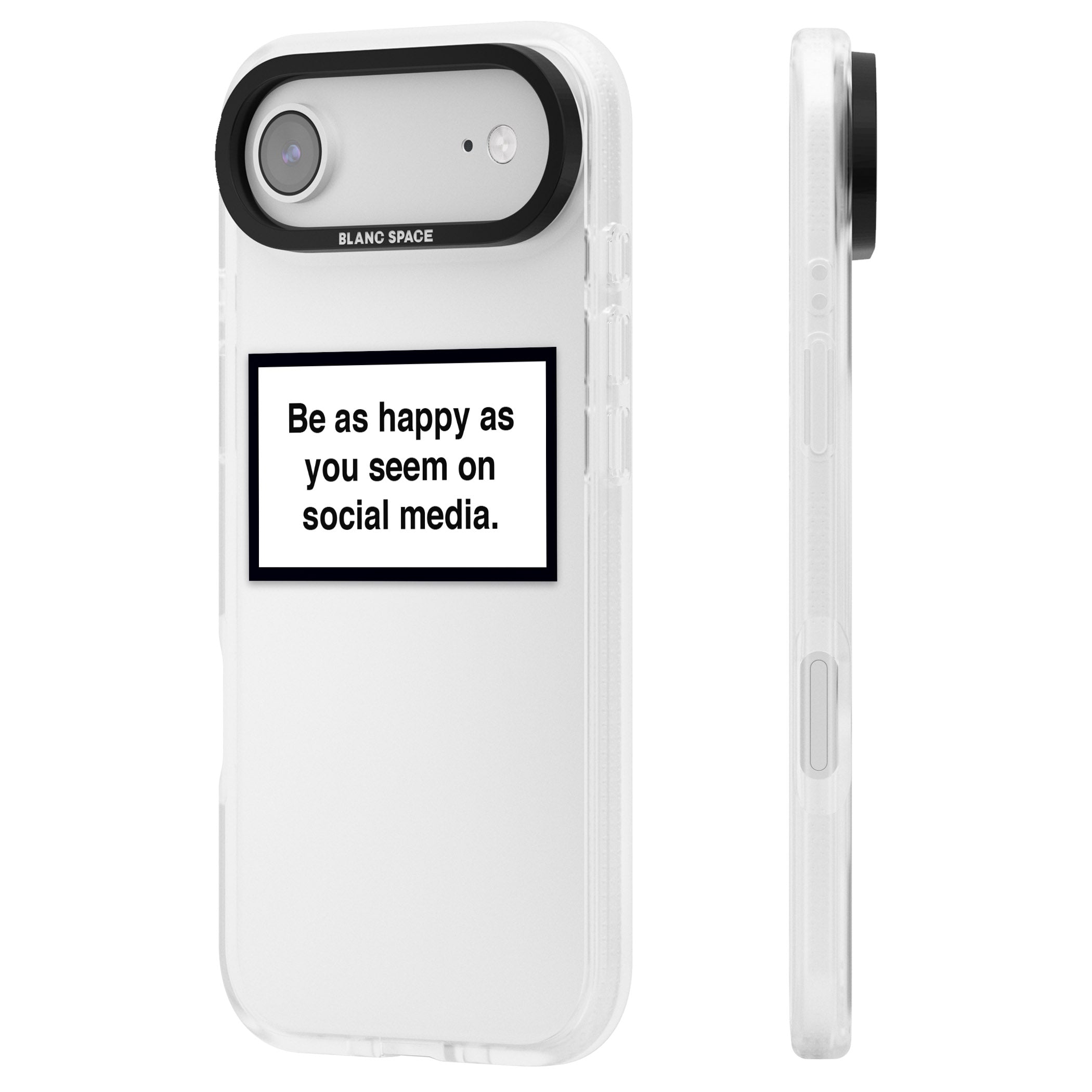 Happy On Social Media iPhone 17 Air Impact Air Clear Phone Case Side Profile