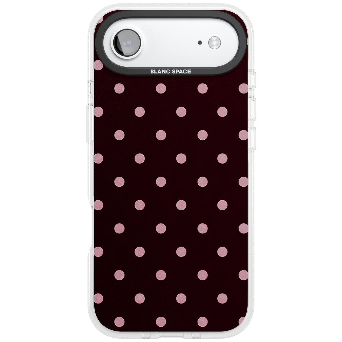 Merlot Dots polka dot iPhone case featuring dusty pink spots on a deep burgundy background in a retro grid iPhone Air / iPhone 17 Air Impact Air Phone Case front