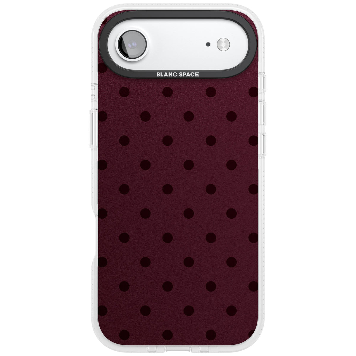 Burgundy Polka Dot minimalist iPhone case featuring black polka dots on a deep burgundy wine red background iPhone Air / iPhone 17 Air Impact Air Phone Case front